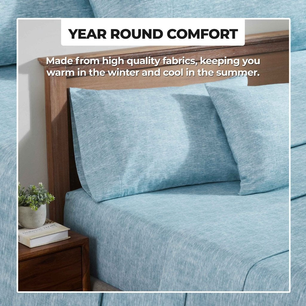Premium Melange Flannel Cotton Two-Toned Brushed Deep Pocket Sheet Set - Ultra Soft & Cozy for Winter Nights, Perfect for Bedroom Comfort & Warmth
