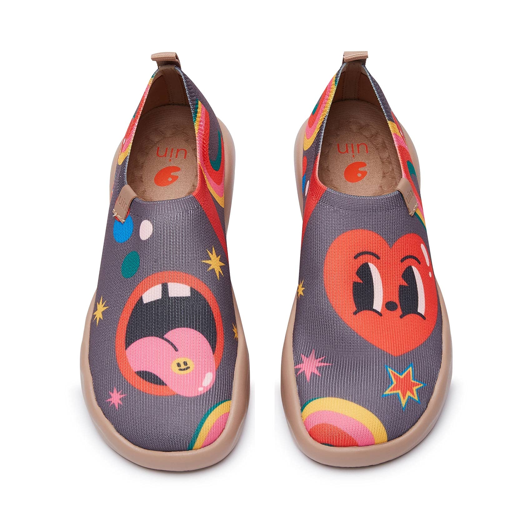 UIN Women's Slip On Sneakers - Casual Knit Loafers with Artistic Painting | Comfortable Soft Walking Shoes for Women | Perfect for Work, Travel & Everyday Wear