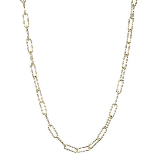 14K Gold Plated Sterling Silver 5mm Diamond Cut Paperclip Chain Necklace for Women - Perfect for Layering, Everyday Wear & Gift Giving
