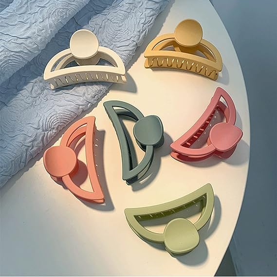 RUBELA Large 3.5 Inch Matte Hair Claw Clips for Thick Hair - Strong Hold Big Jaw Hair Clips Set (Multicolor) - Perfect for Updos, Ponytails & Everyday Hairstyles