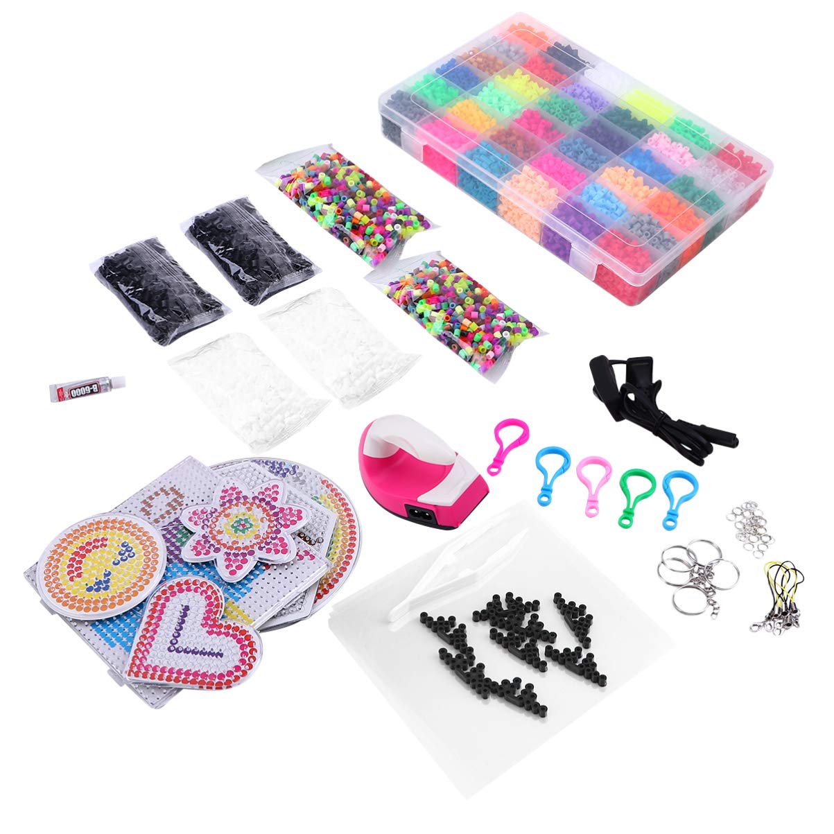 EXCEART Girls Toys - 1 Set DIY Fuse Beads Kit for Kids with Pegboards, Pattern Cards, Tweezers & Ironing Paper - Creative Art Craft Iron Set - Perfect for Birthday Gifts, Classroom Activities & Family Bonding Time