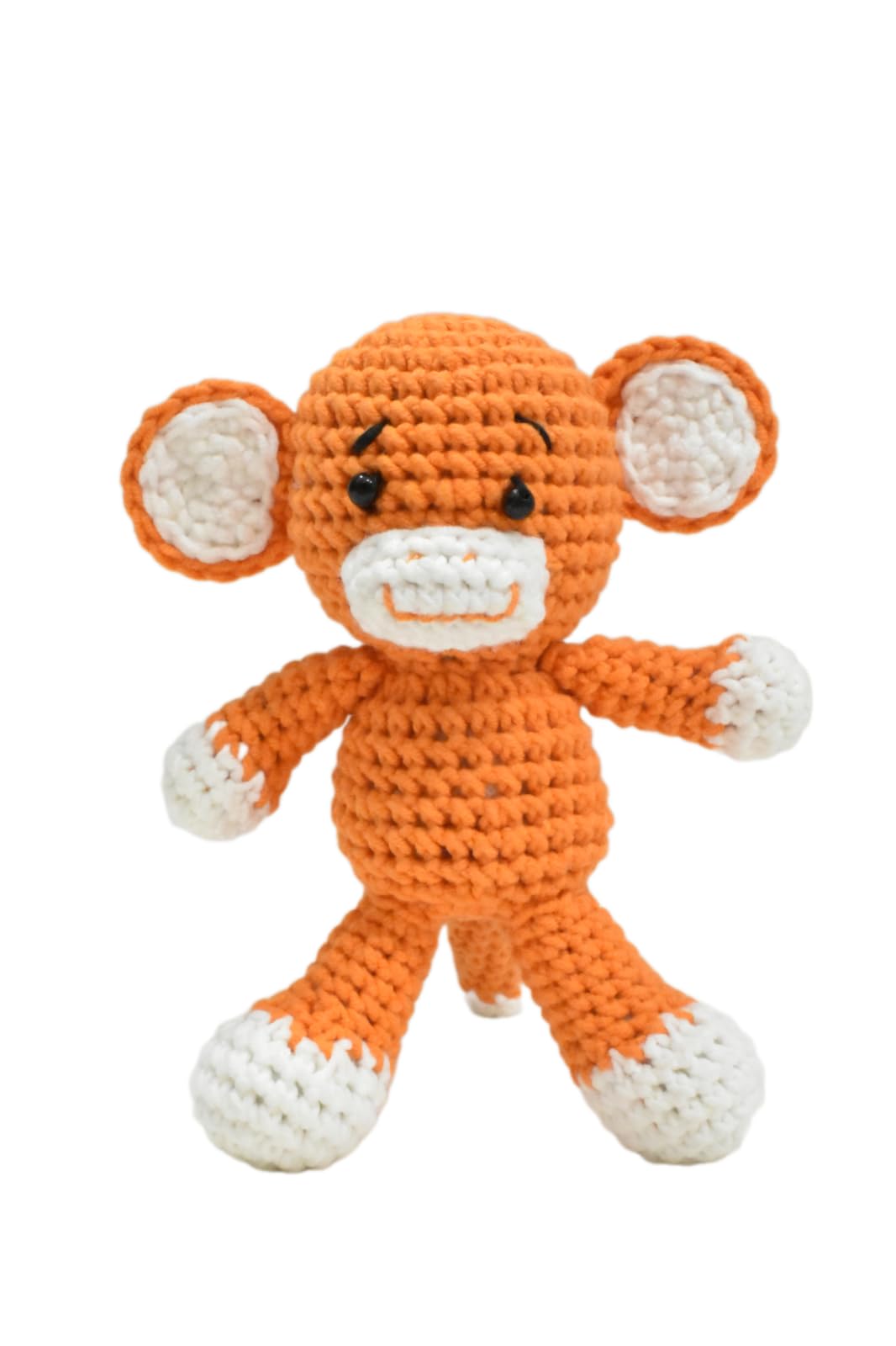 Handmade Bigfoot Monkey Crochet Doll - Soft Amigurumi Plush Toy (Orange) - Perfect for Kids' Room Decor, Baby Shower Gift & Kawaii Collection