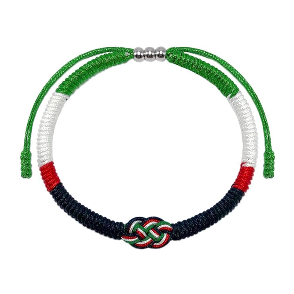 ZIRYXQ Palestinian Flag Bracelet - Adjustable Braided Rope Wristband with Red, Green & Black Colors - Unisex Boho Style Country Code Bracelet for Women & Men - Perfect for Cultural Pride, Protest Support & Festival Wear