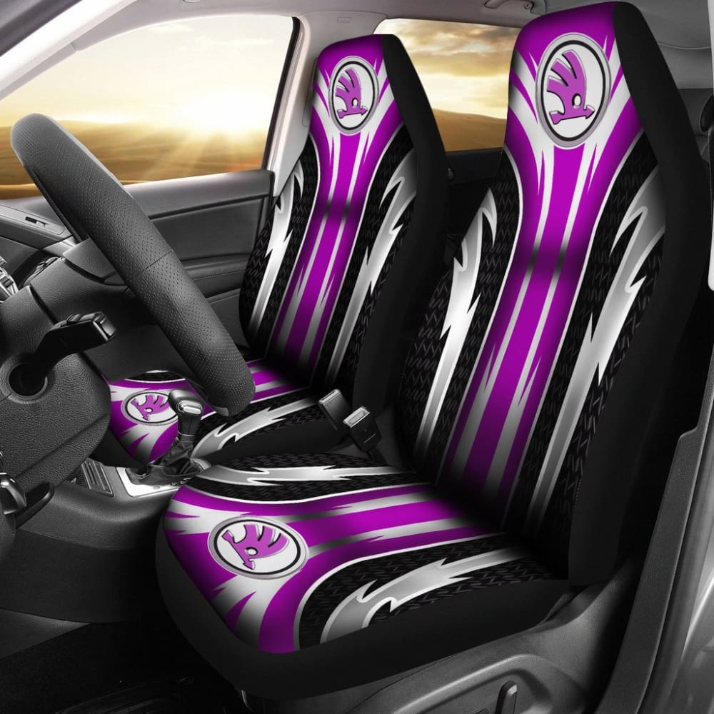 Premium Pink 2-Piece Front Seat Covers for Skoda - Universal Fit, Soft Fabric Protection - Perfect for Cars, Road Trips & Daily Commutes