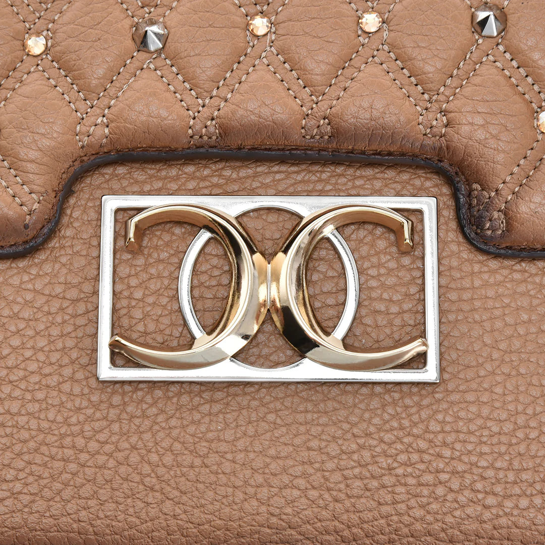 BODOURS Women's Western Style Cowhide Leather Crossbody Bag - Almond Brown Casual Handbag for Everyday Use, Travel & Shopping