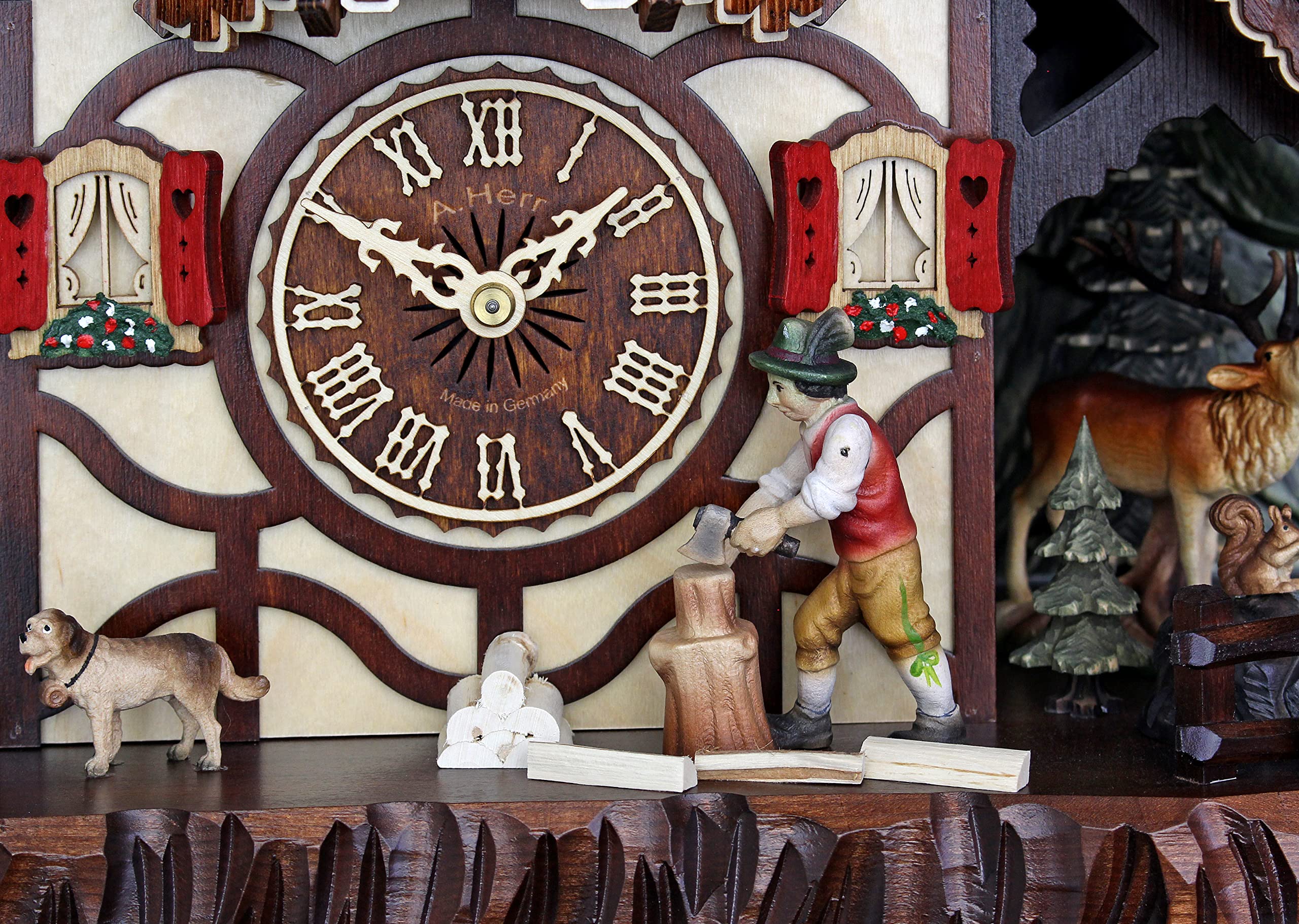 Handcrafted Cuckoo Clock with Woodchopper Hans - Traditional German Black Forest Wall Clock for Home & Office Decor | Perfect for Living Room, Bedroom, or Gift
