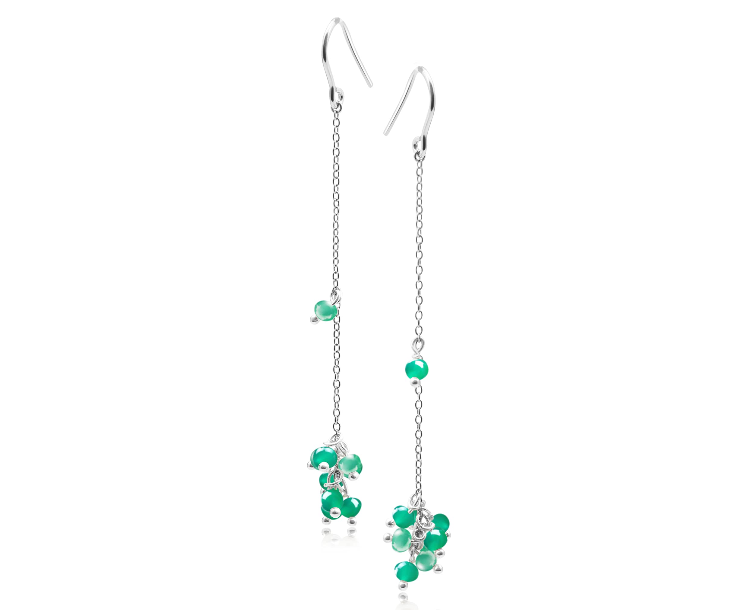 Handmade Green Onyx Dangle Earrings - Emerald Color May Birthstone Jewelry with Silver Hook for Everyday Wear | Perfect Gift for Women, Birthday, Anniversary & Special Occasions