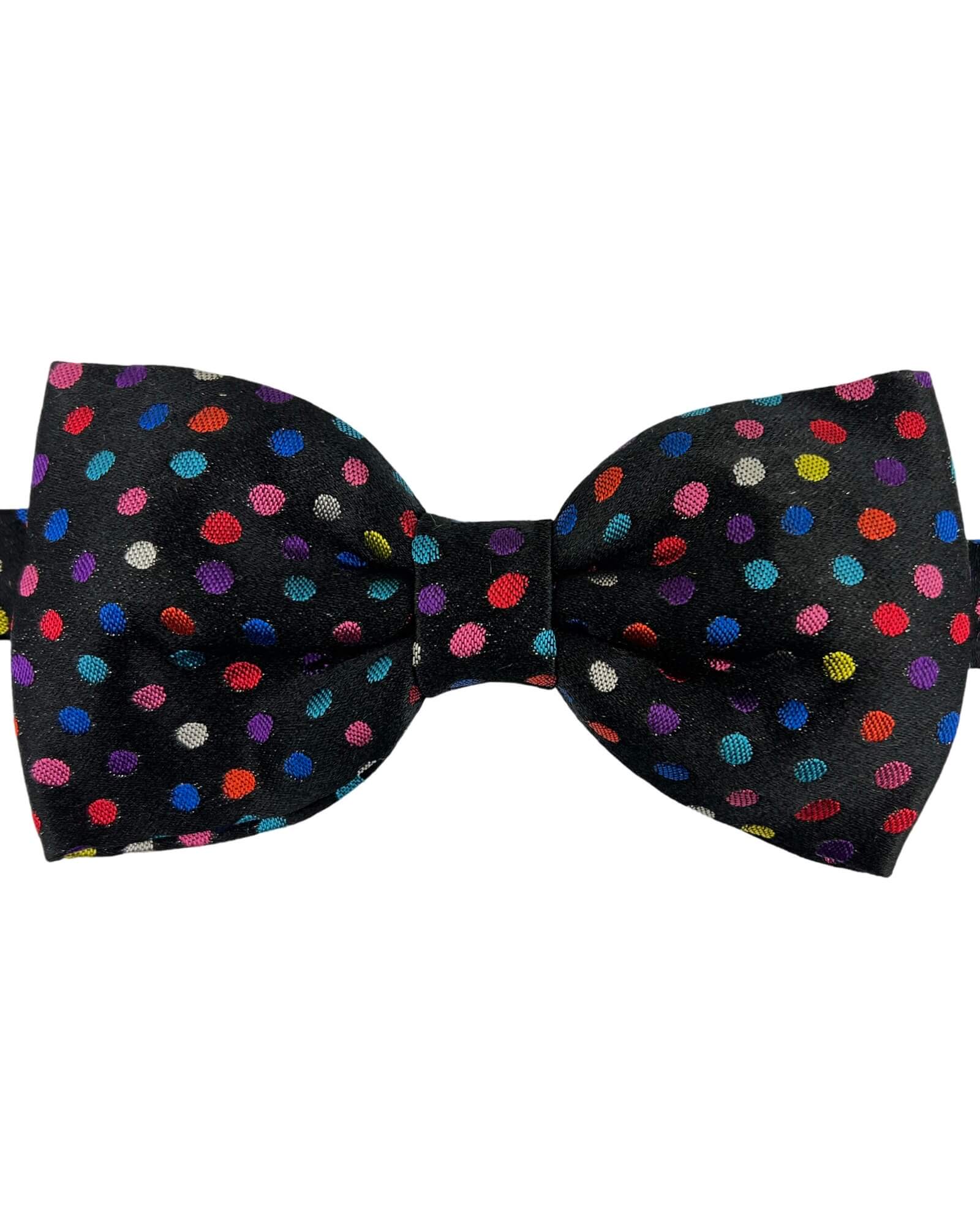 DÉCLIC Cori Spot Bow Tie for Men - Classic Black Pre-Tied Bowtie for Weddings, Parties & Formal Events