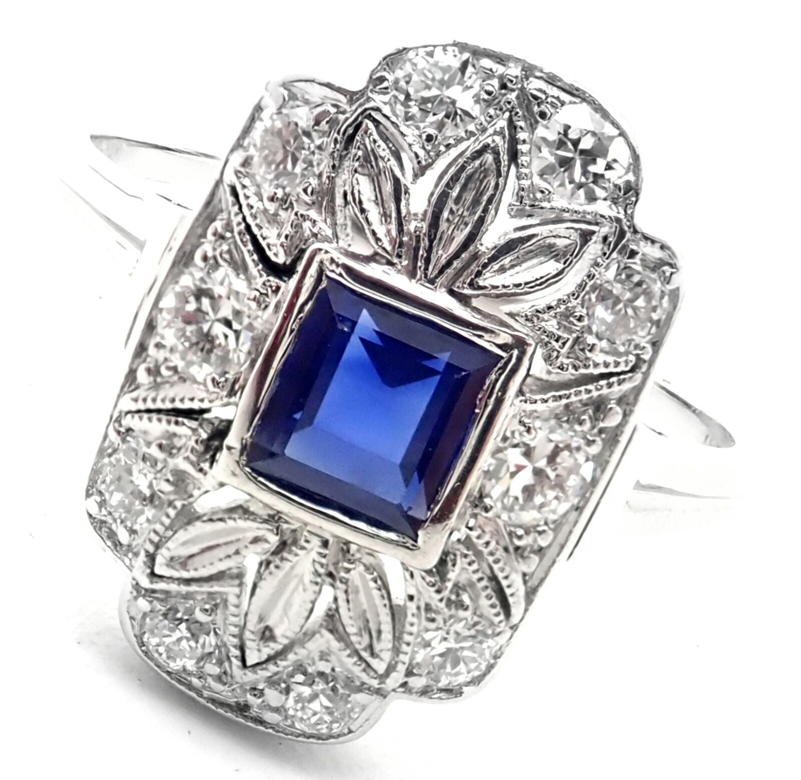 Authentic Vintage Tiffany & Co Irid Platinum Diamond Sapphire Cocktail Ring - Perfect for Weddings, Parties & Special Occasions