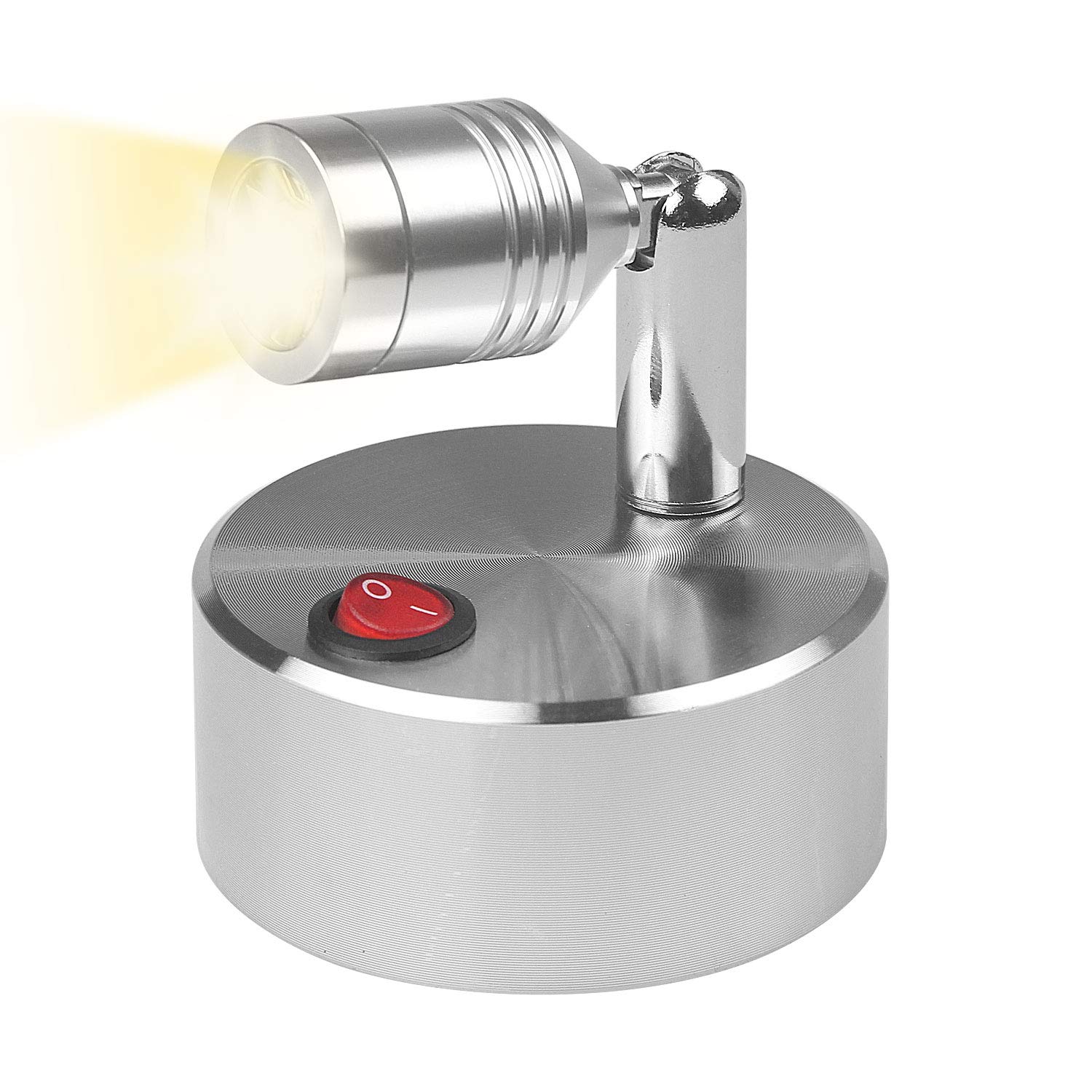 Wireless LED Spotlight - Battery Powered Wall Light with Rotatable Head, Warm White Closet & Cabinet Lighting (Metal) - Perfect for Wardrobes, Kitchens, Countertops & Dark Spaces