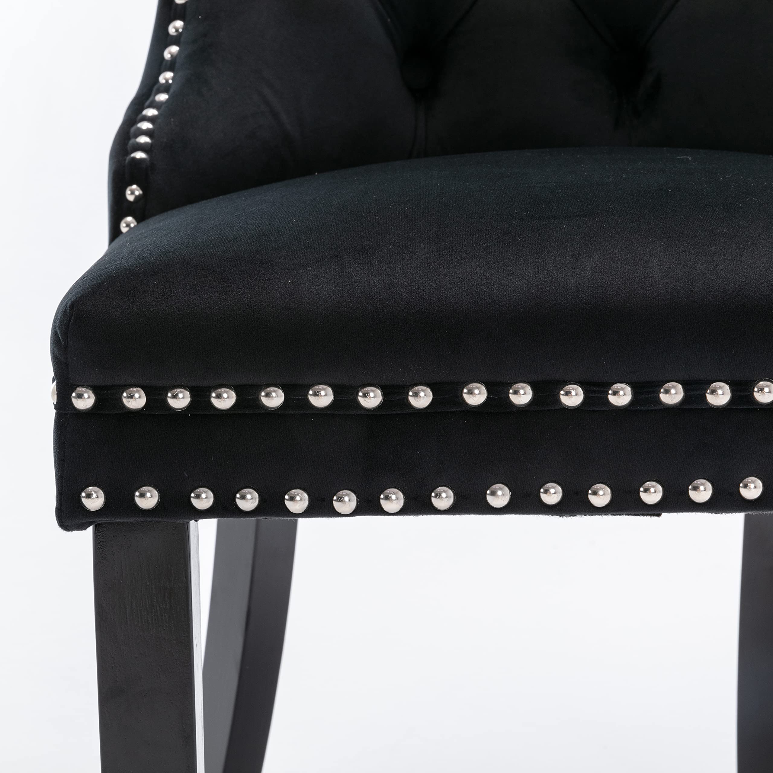 LZ LEISURE ZONE 2-Piece Upholstered Dining Chair Set - Button Tufted Armless Accent Chairs with Back Ring Pull & Nailhead Trim, 20