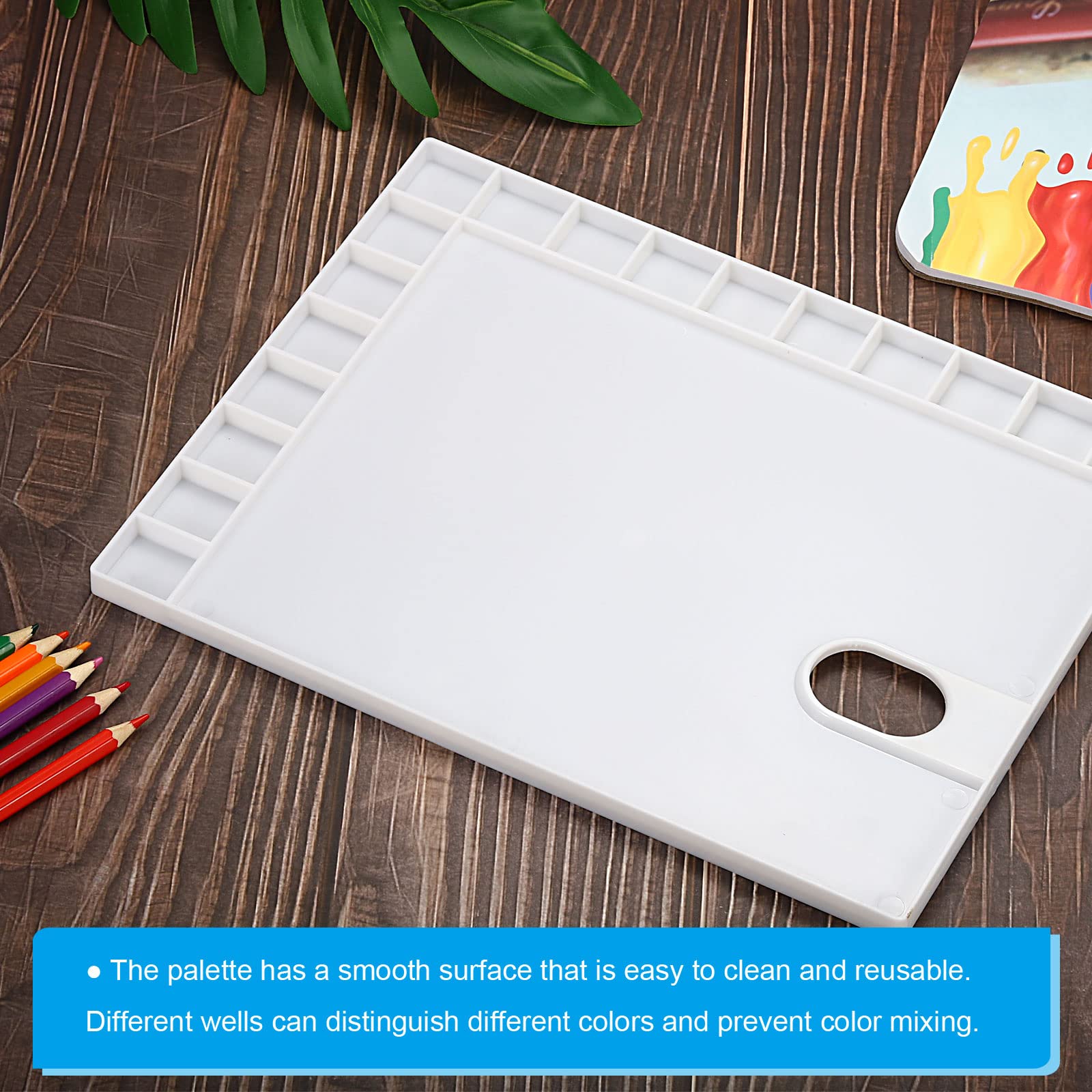 PATIKIL 17-Well Paint Tray Palette - 3 Pack Square Painting Palette with Thumb Hole for Watercolor, Acrylic & Oil Painting - Perfect for Artists, Students & DIY Projects - White