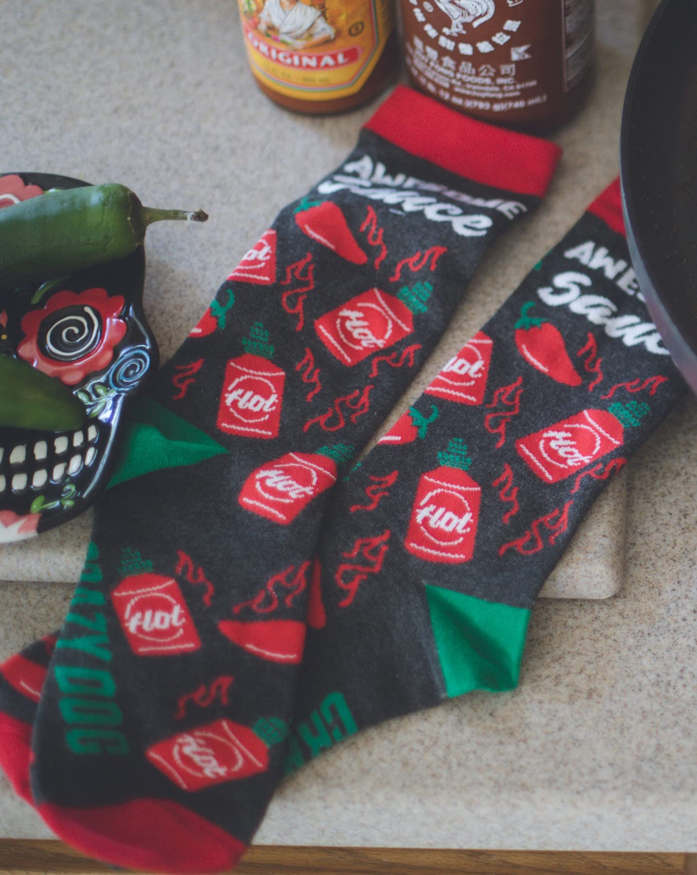 Crazy Dog T-Shirts for Youth | Awesome Sauce Socks | Funny Spicy Hot Sauce Lover Graphic Novelty Footwear | Perfect for Gifts, Cosplay & Casual Wear