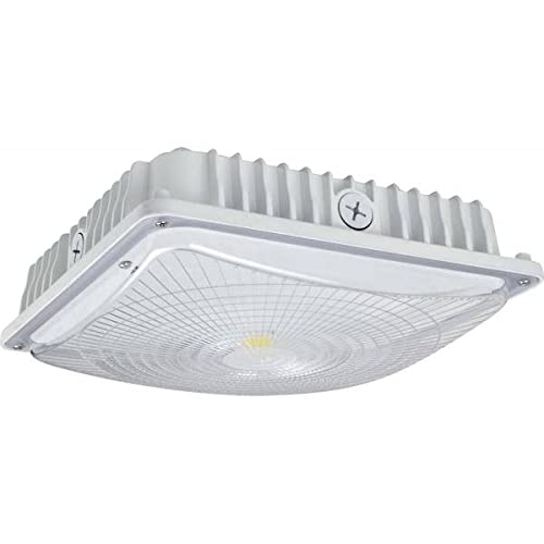 07500 - LED-FXSCM59/50K/WH Outdoor Parking Garage Canopy LED Fixture - 5000K White Light, Energy Efficient, Weatherproof - Perfect for Parking Lots, Gas Stations & Commercial Buildings