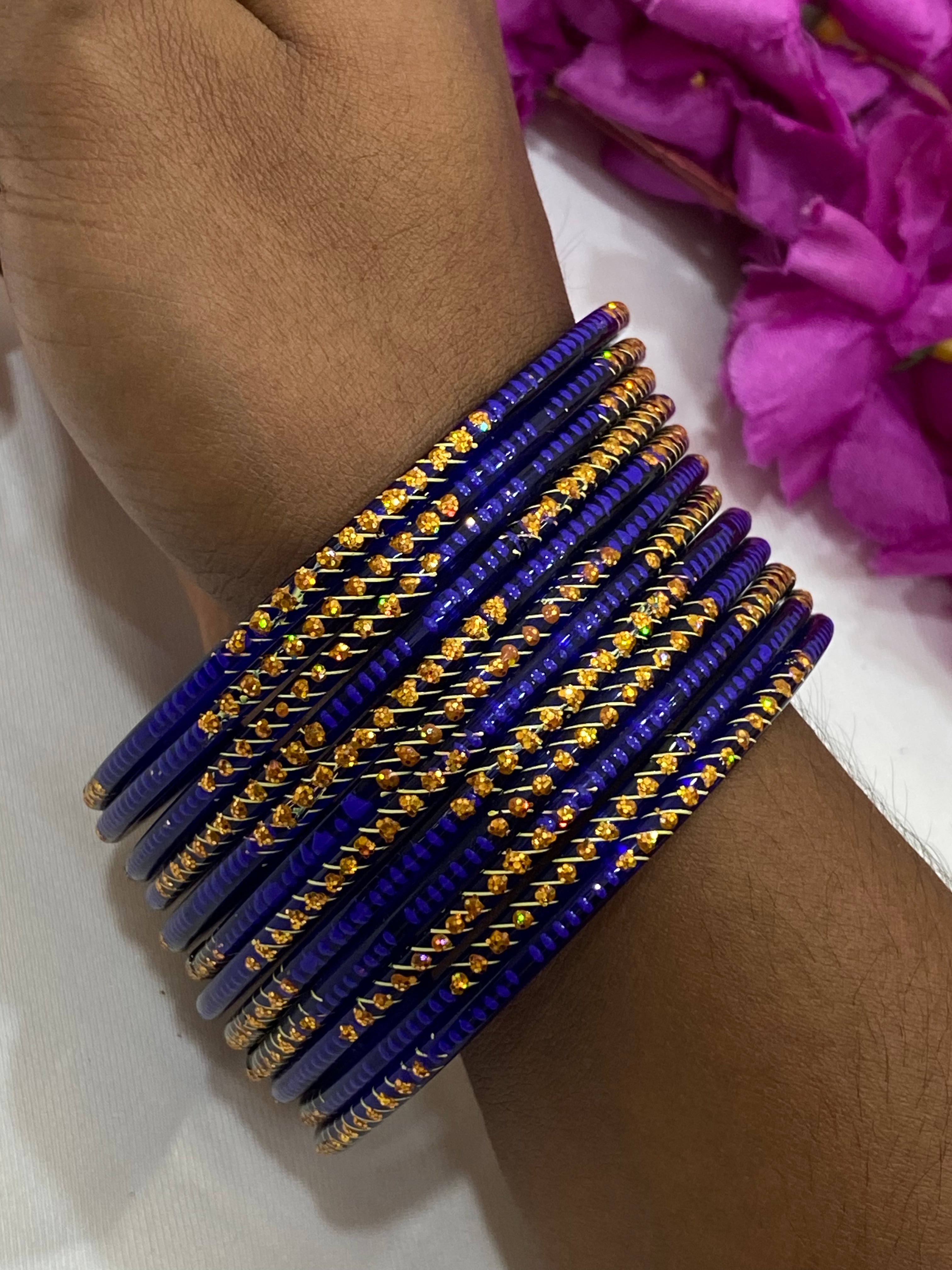 Elegant Blue Glass Bangles for Women - Unique Handmade Jewelry Gift for Parties, Weddings & Special Occasions