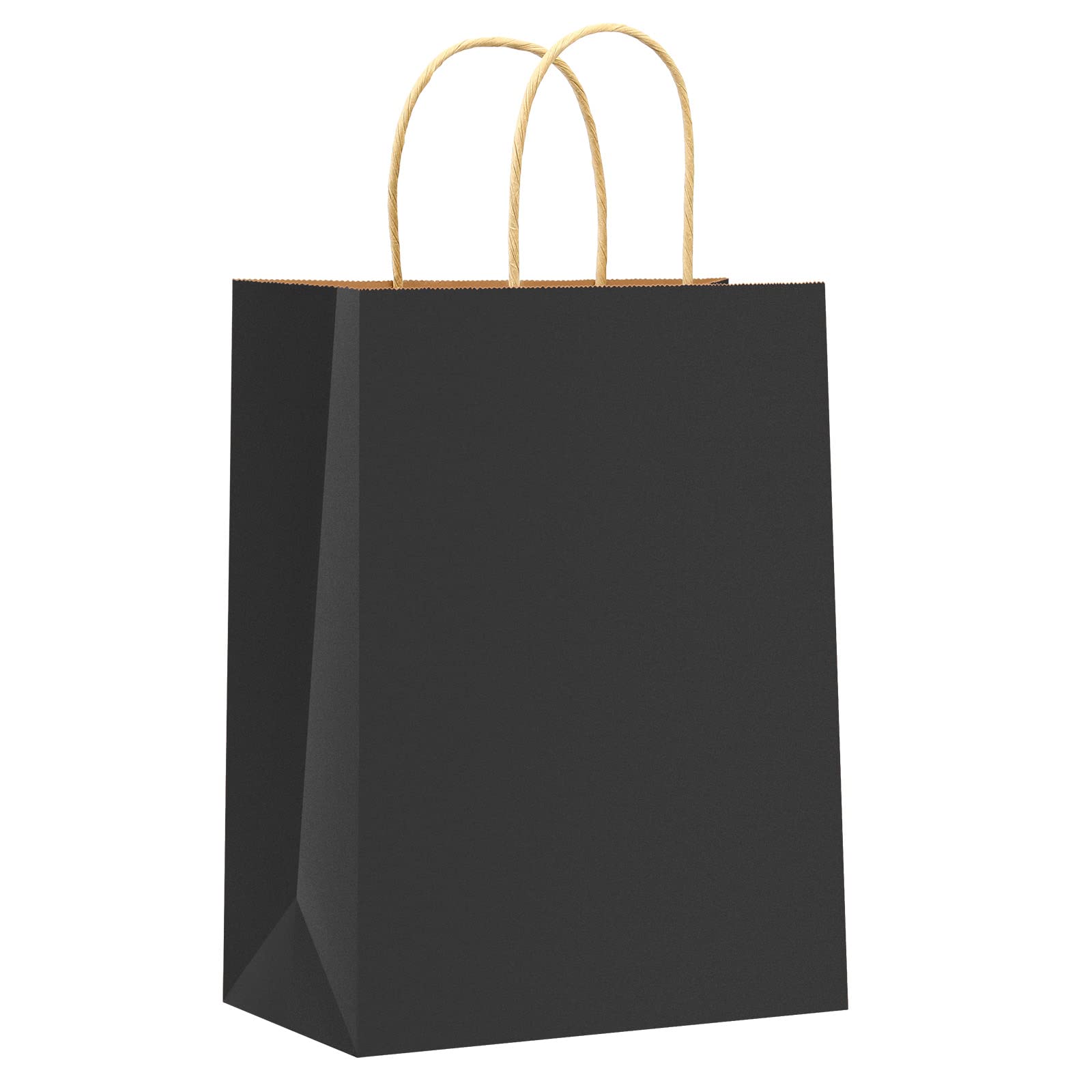 Oletx 24 Pack Black Gift Bags with Handles - 8x4.25x10.5 Inch Bulk Kraft Paper Shopping Bags for Parties, Weddings, Birthdays & Retail - Perfect for Gift Wrapping, Favor Bags & Grocery Shopping