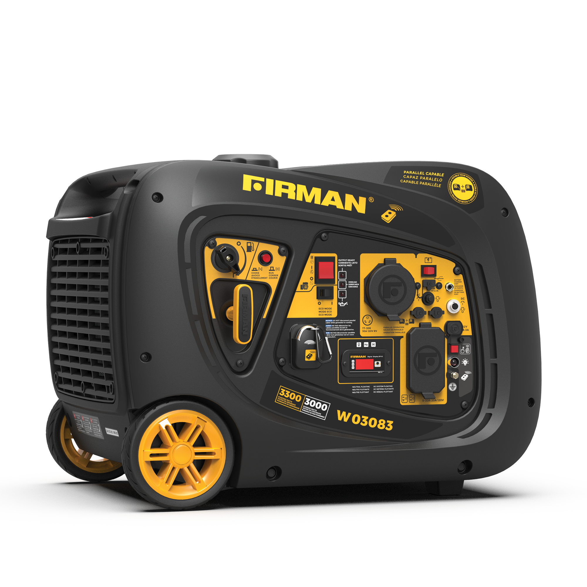 Refurbished 3300W Portable Inverter Gas Generator with Recoil Start - Perfect for Camping, RV Trips & Emergency Power Backup