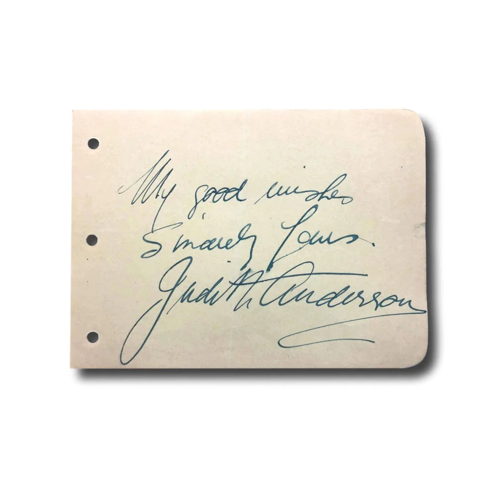 Judith Anderson Hand Signed Album Page Cut with JSA COA - Rebecca Hitchcock Autograph - Perfect for Collectors, Framing, and Memorabilia Displays