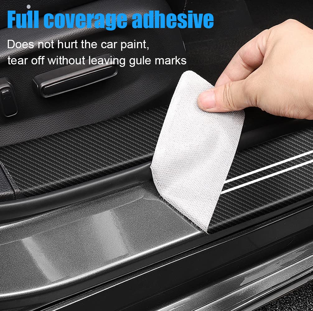 RAM 1500 Car Door Sill Protector - 4PC Carbon Fiber Anti-Scratch for Front/Rear Doors - Interior Upgrade