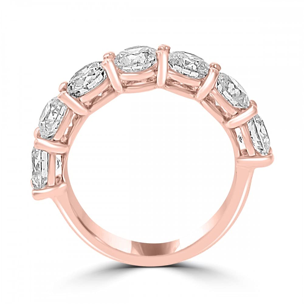 2.10 Carat Round Cut Diamond Wedding Band Ring for Women in 14K Rose Gold - Elegant Bridal Jewelry for Engagement, Anniversary & Special Occasions