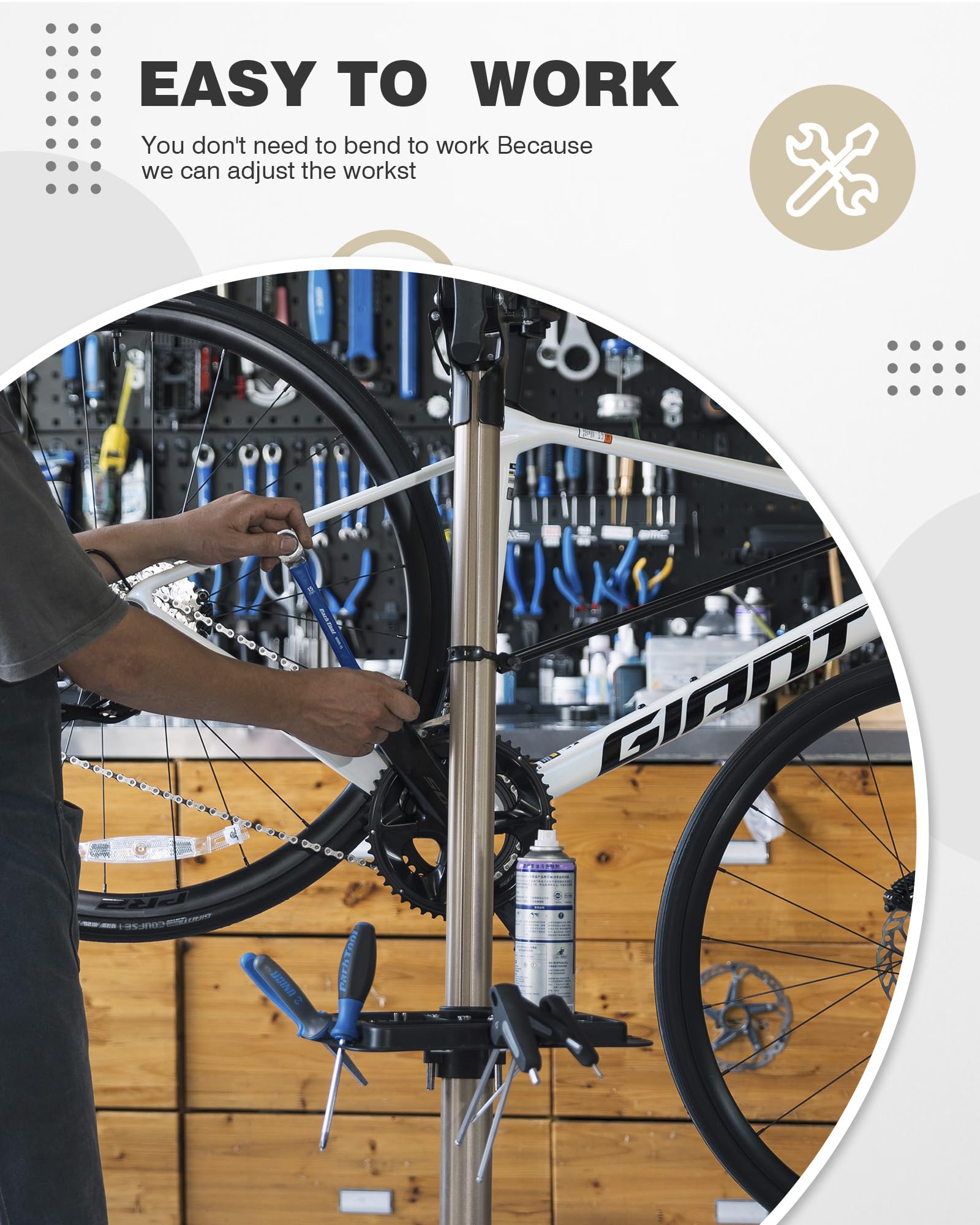 ROCKBROS Bike Repair Stand - Heavy Duty Bicycle Maintenance Stand for Road & Mountain Bikes, Supports Up to 65lbs - Perfect for Home Garage, Bike Shops & Outdoor Tune-Ups