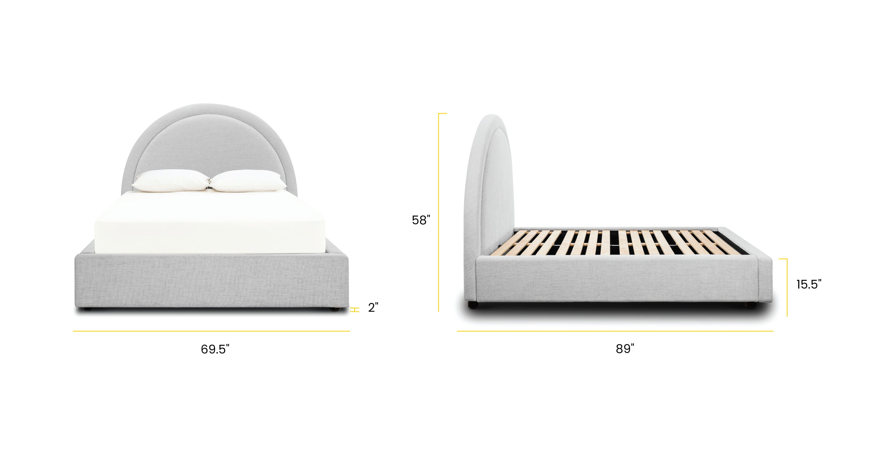 Luna Storage Bed with Underbed Drawers - Queen Size Platform Bed Frame with Hidden Storage for Small Spaces - Perfect for Bedroom, Guest Room, and Apartment Organization