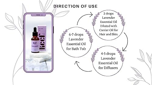 100% Pure Lavender Essential Oil (15ml) - Undiluted & Natural for Skin Care, Hair Growth, Relaxation & Aromatherapy | Keef Lavandula Angustifolia Oil for Massage, Diffuser & Sleep Aid