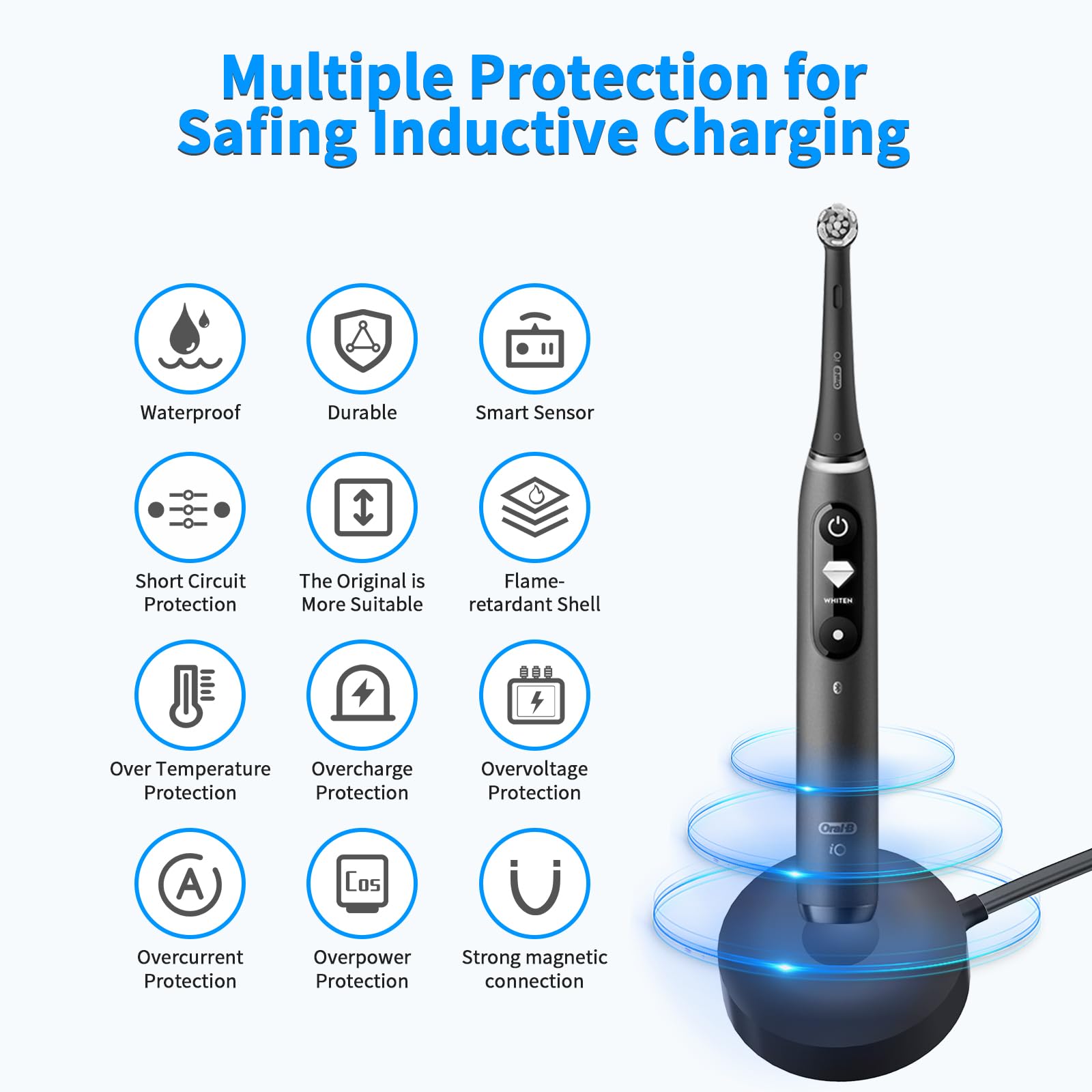 Oral-B iO Series Electric Toothbrush Replacement Charger (Model 3768) - Magnetic Charger for iO7, iO8, iO9 & More - Perfect for Home, Travel & Daily Oral Care