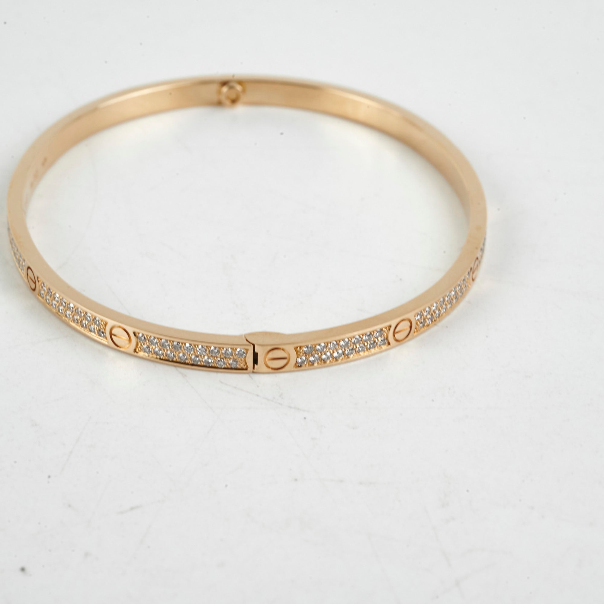 Cartier Small Love Pave Diamond Bracelet in 18K Yellow Gold - Size 19 - Luxury Jewelry Gift for Women, Anniversary & Special Occasions