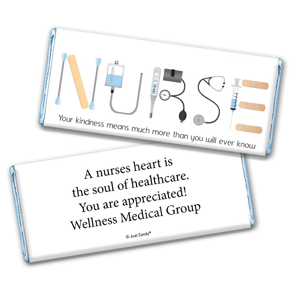 Nurse Appreciation Custom Chocolate Bars - Personalized Candy Favors (36 Count) - Perfect for Nurse Week Gifts, Medical Staff Recognition & Healthcare Worker Appreciation Events