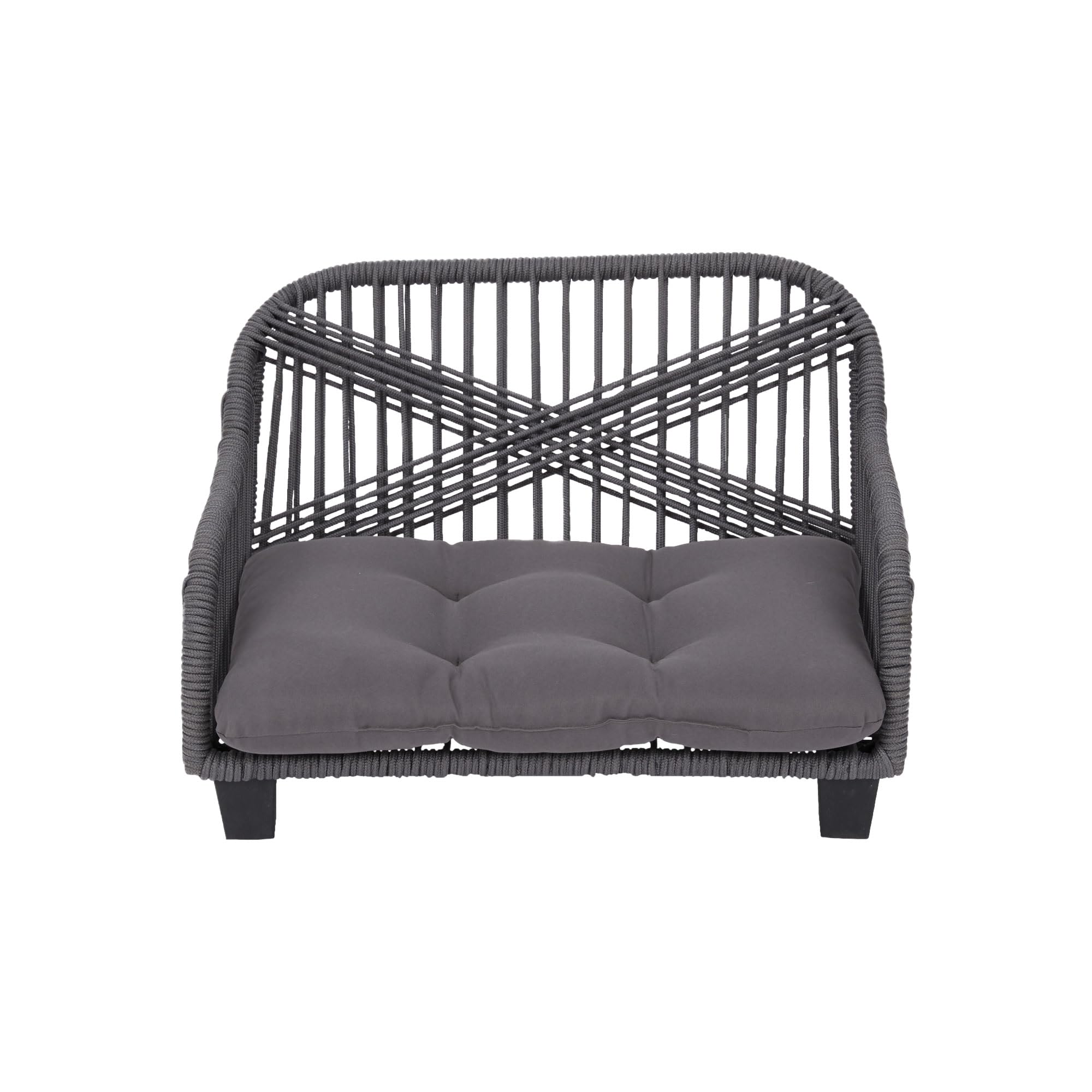 Waterproof Indoor/Outdoor Woven Rope Pet Sofa Bed for Cats & Small Dogs - Removable Washable Cushion (Grey) - Perfect for Living Rooms, Patios & Pet-Friendly Spaces - Model ST-N10007