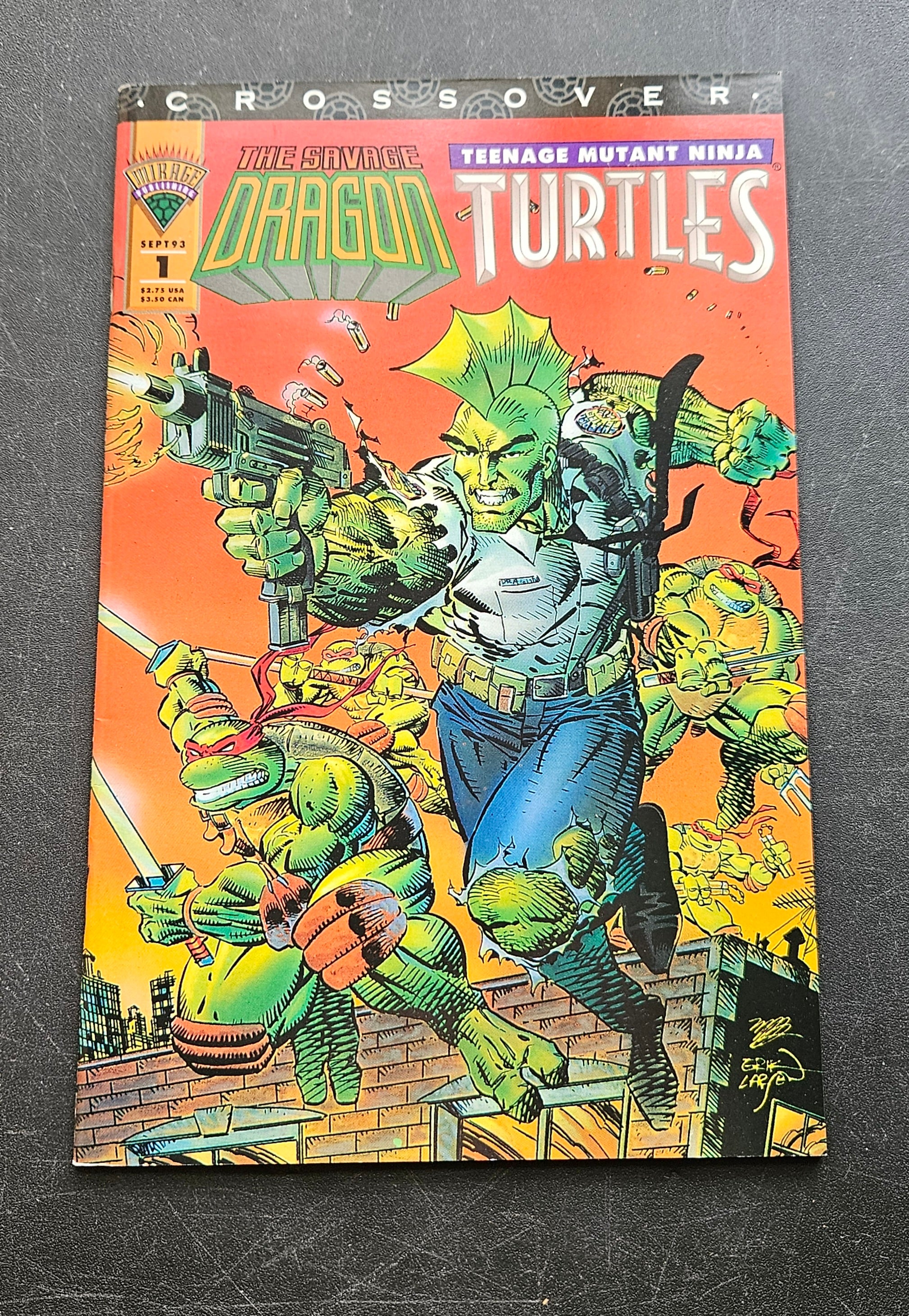 Savage Dragon & Teenage Mutant Ninja Turtles Crossover Comic Book #1 - Mirage Studios 1993 Vintage Collectible | Action-Packed Superhero Adventure for Comic Fans & Collectors