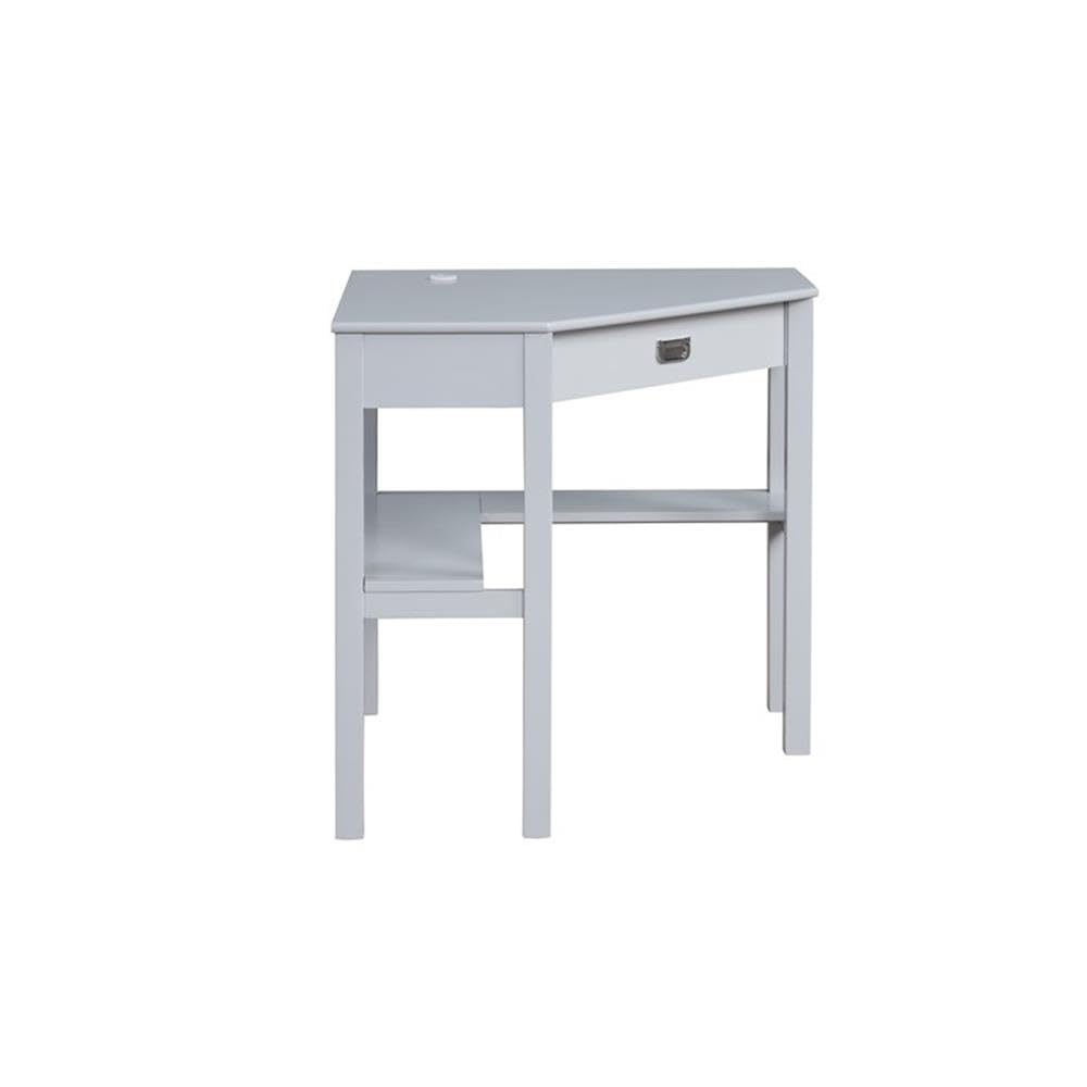 Linon Peggy Gray Wooden Corner Desk with Drawer - Compact Home Office Desk for Small Spaces, Study & Workstation