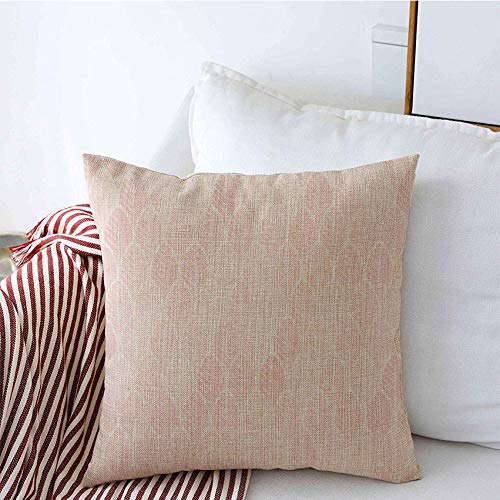 Pastel Rose Vintage Linen Throw Pillow Covers 16x16 Inch - Repeating Bunch Shapes in Nature Tones for Sofa, Couch & Spring Home Decor | Soft & Stylish Accent Pillows for Living Room, Bedroom