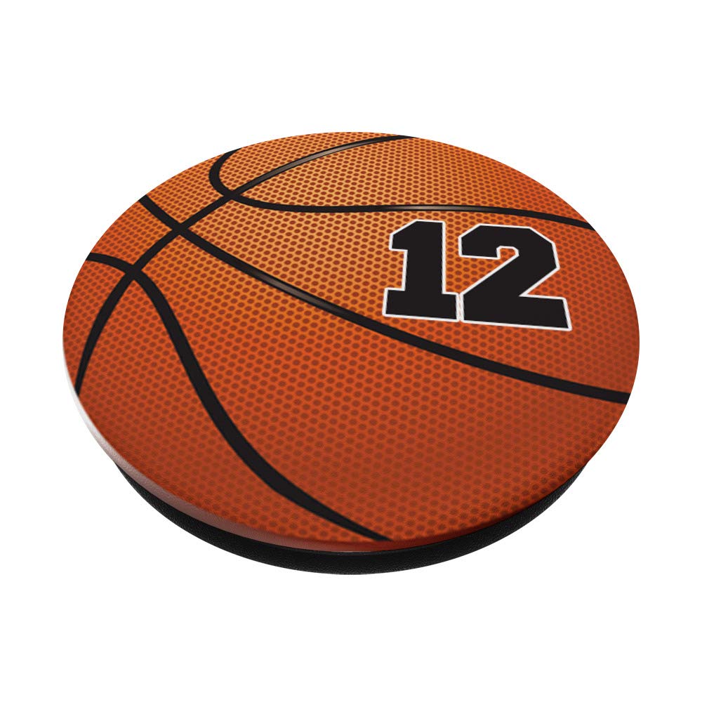 Basketball Fan #12 Jersey No. 12 Basketball Pop Grips - Swappable PopSocket for Phones & Tablets - Perfect for Game Days & Everyday Use