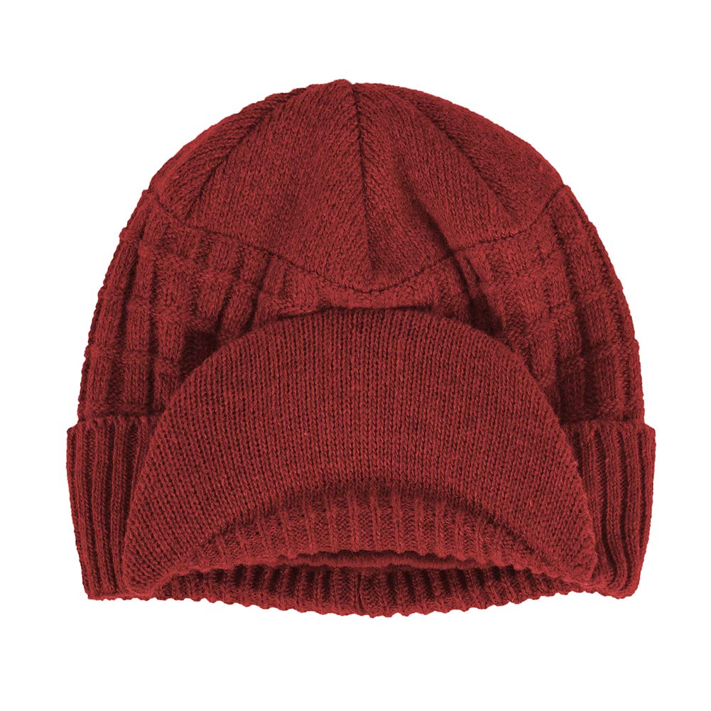 Winter Waffle Knit Beanie Hat with Brim - Fleece Lined Unisex Toboggan Ski Cap for Men & Women - Perfect for Skiing, Snowboarding & Cold Weather Outdoor Activities