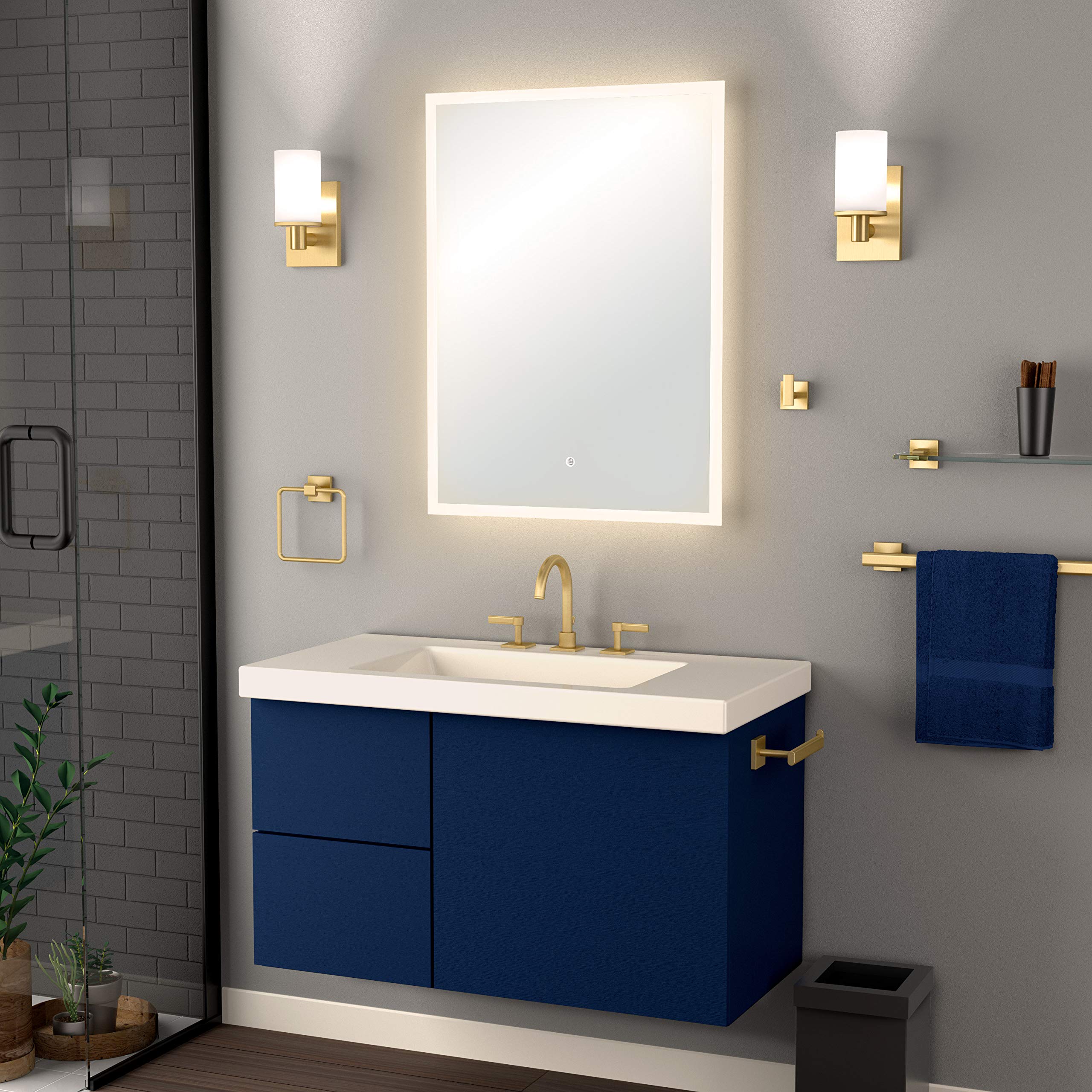 Gatco 4060A Elevate 30-Inch Brushed Brass Wall Mounted Towel Bar - Premium Bathroom Towel Holder for Modern Homes | Perfect for Bathrooms, Spas & Guest Rooms