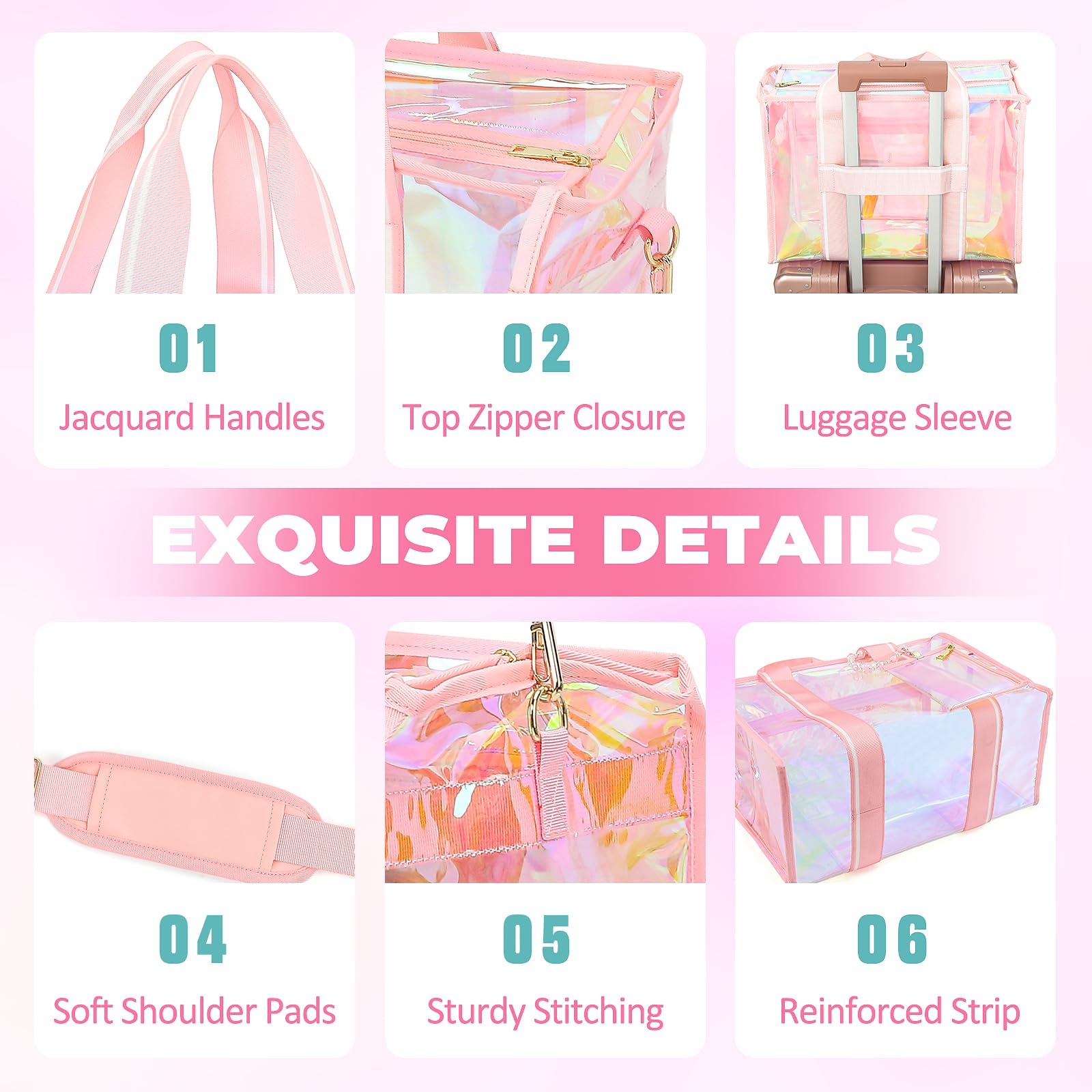 Large Beach Tote Bags for Women - 26L Waterproof Iridescent Clear Tote Bag with Tip-Proof Design | Perfect for Beach, Pool, Gym & Travel Accessories