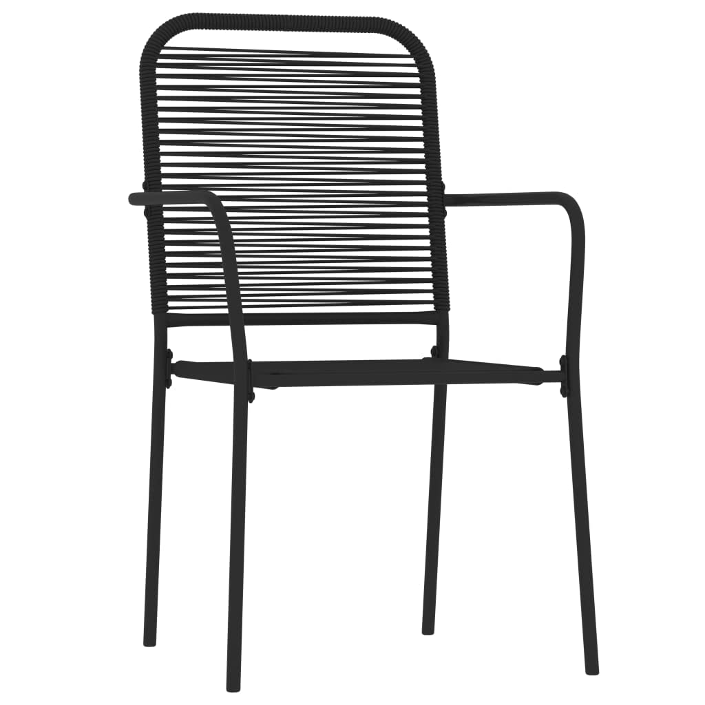 vidaXL 5-Piece Patio Dining Set - Black Cotton Rope Chairs with Powder-Coated Steel Frame & Square Tempered Glass Table - Outdoor Garden Furniture for Backyard, Poolside, or Balcony - Durable Indoor/Outdoor Use