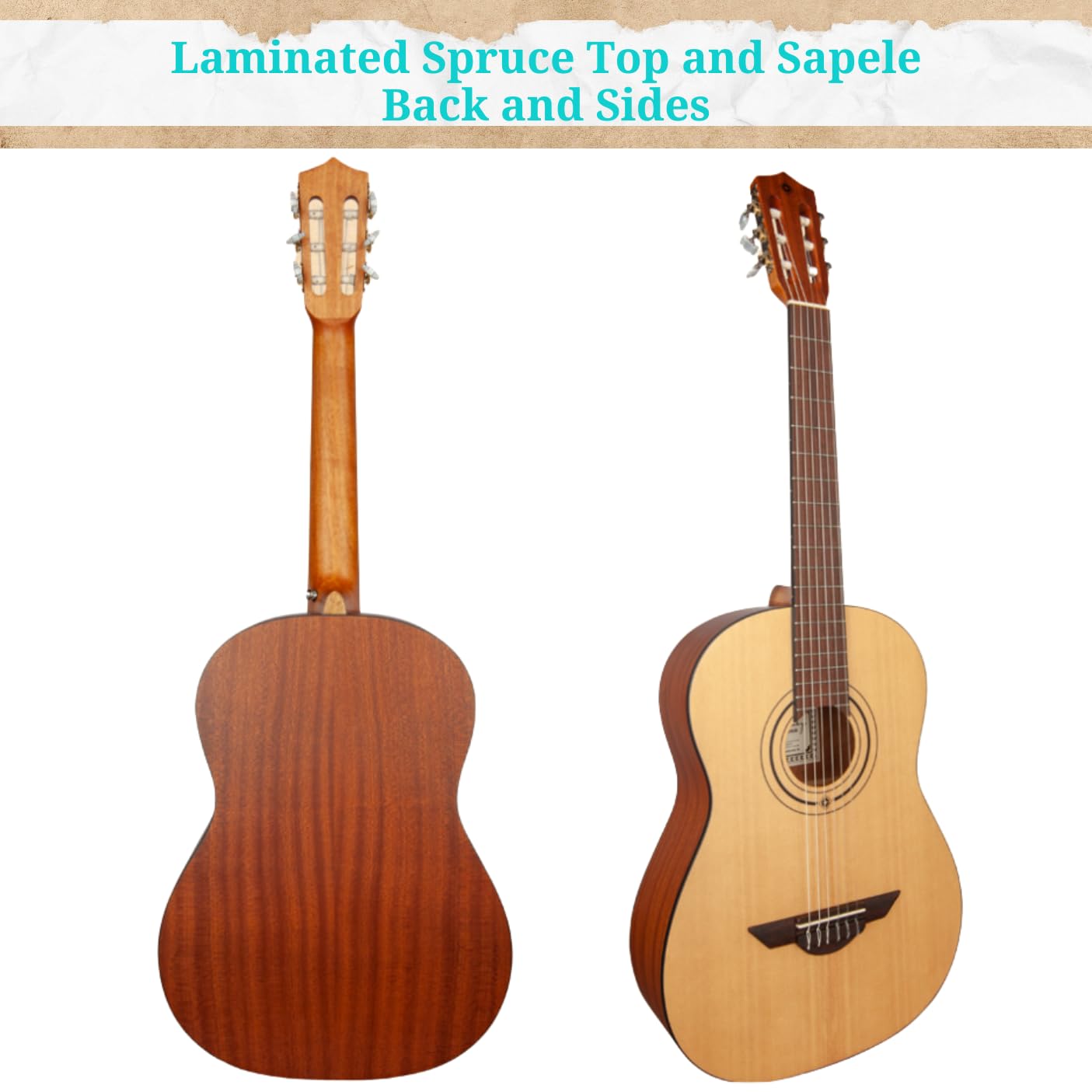 H. Jimenez LG100 Full Size Nylon String Classical Guitar with Gig Bag - Perfect for Beginners, Students & Professional Musicians - Ideal for Home Practice, Music Lessons & Live Performances