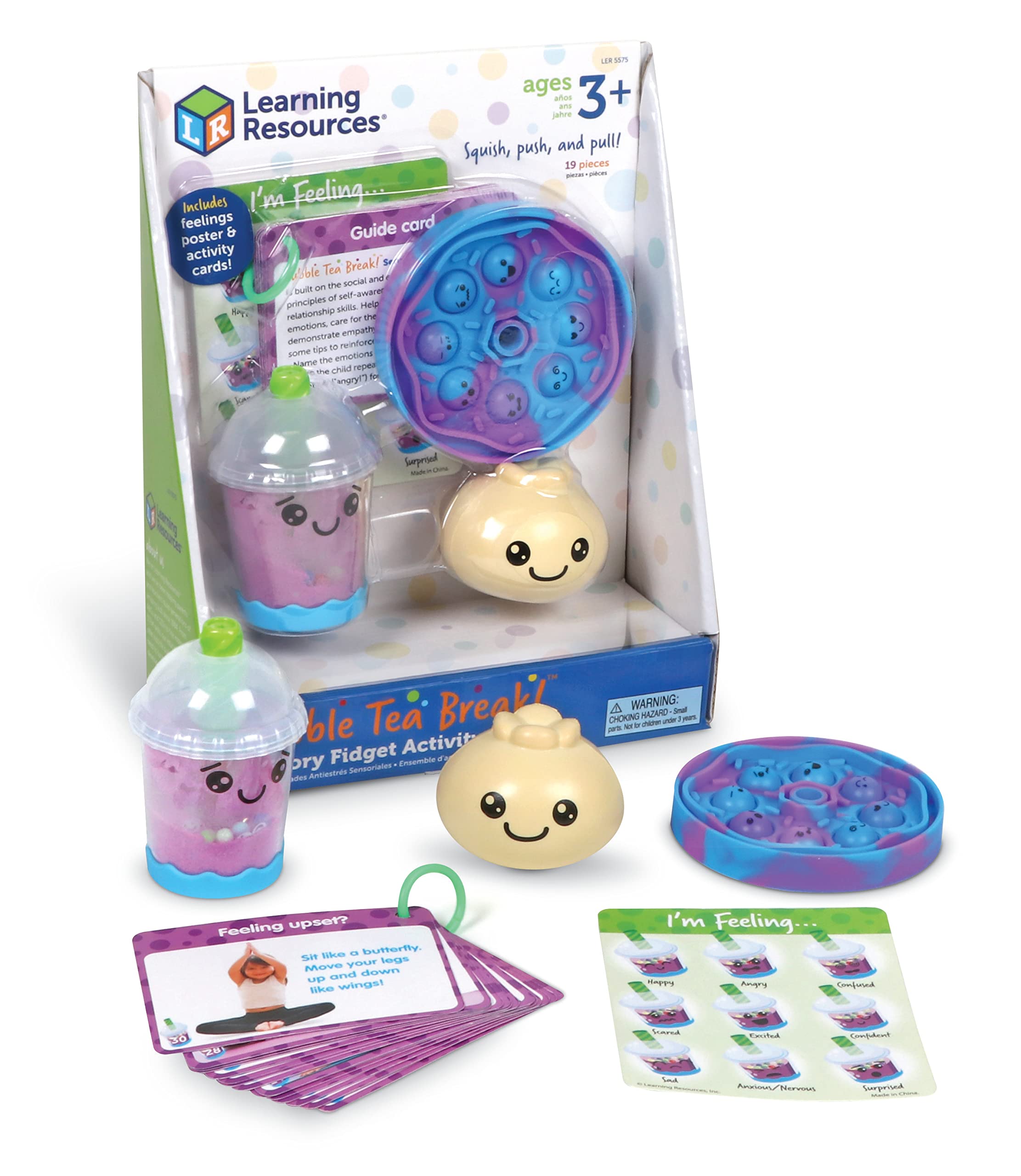 Learning Resources Bubble Tea Break Sensory Fidget Toy Set - 19-Piece Calming Activity Kit for Kids Ages 3+ | Stress Relief, Social Emotional Learning (SEL) & Focus Tools | Perfect for Classroom, Therapy & Home Use