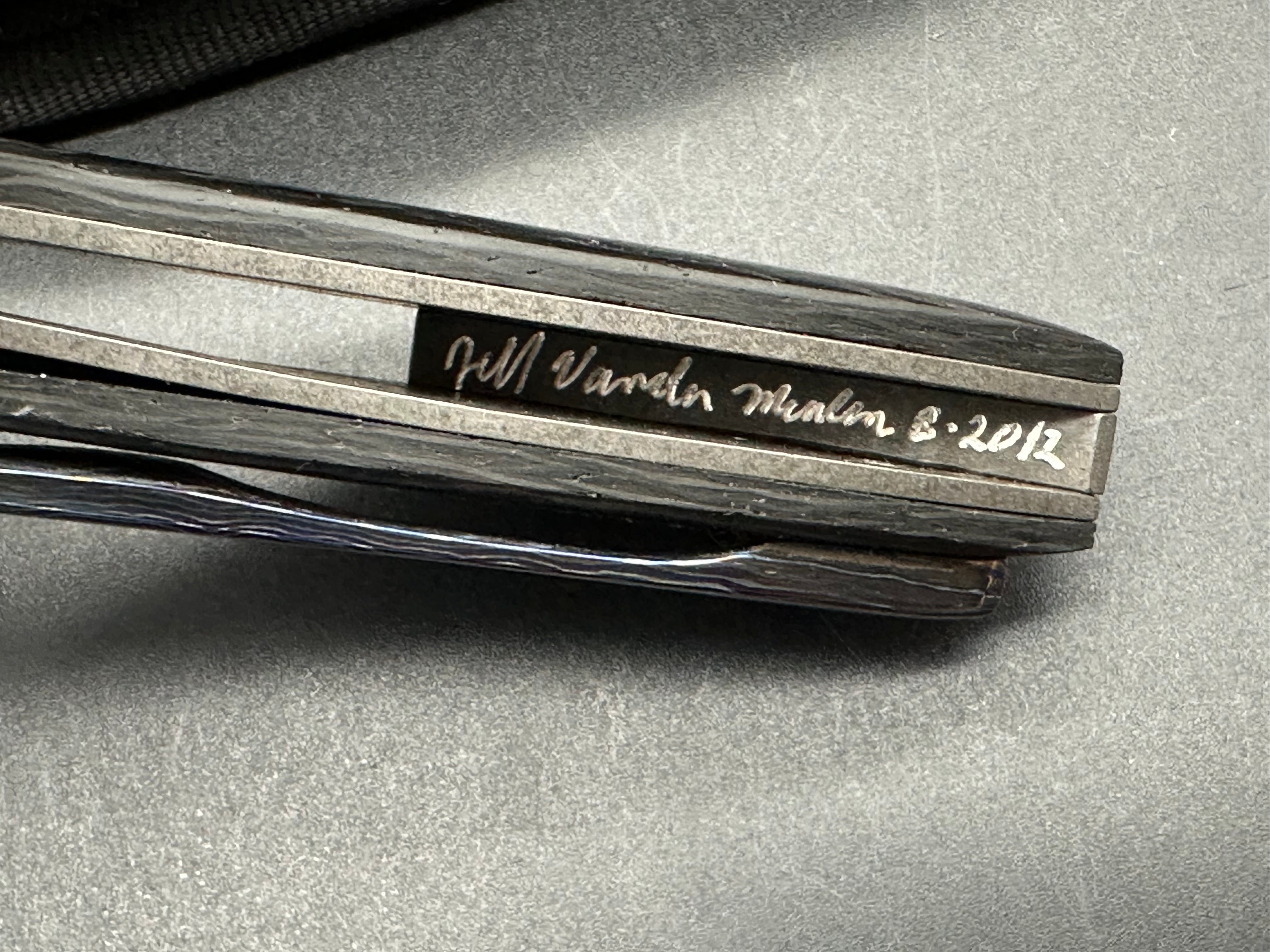 Jeff Vandermeulen Custom Mini Folding Knife - Hand-Rubbed Satin Blade, Titanium Handle with Carbon Fiber Inlay, Tip-Up Mokuti Clip - EDC, Outdoor, Camping & Everyday Carry Pocket Knife