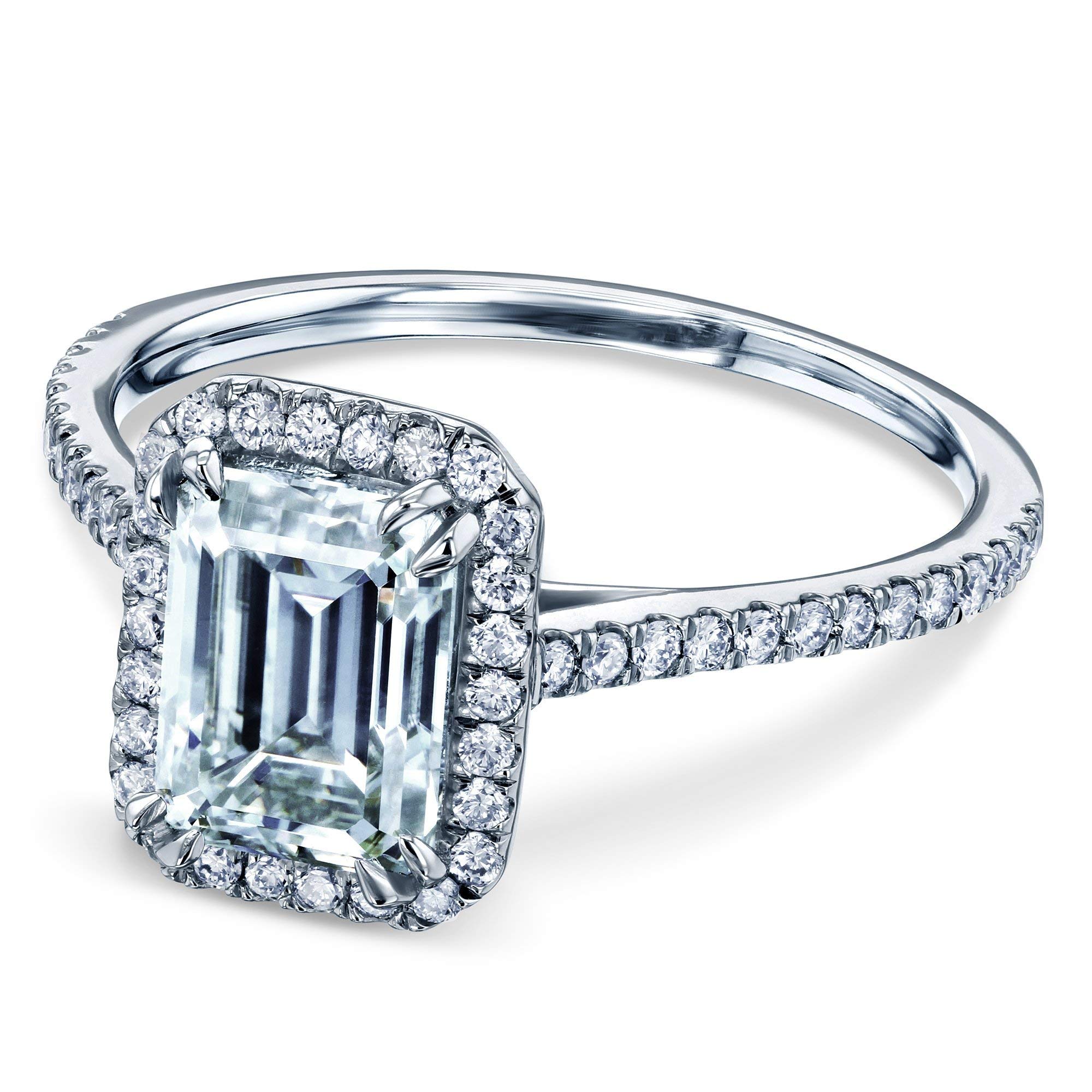 1.75ct Emerald Cut Moissanite & Lab Diamond Halo Engagement Ring - Elegant Wedding Band for Women, Perfect for Proposals, Anniversaries & Special Occasions