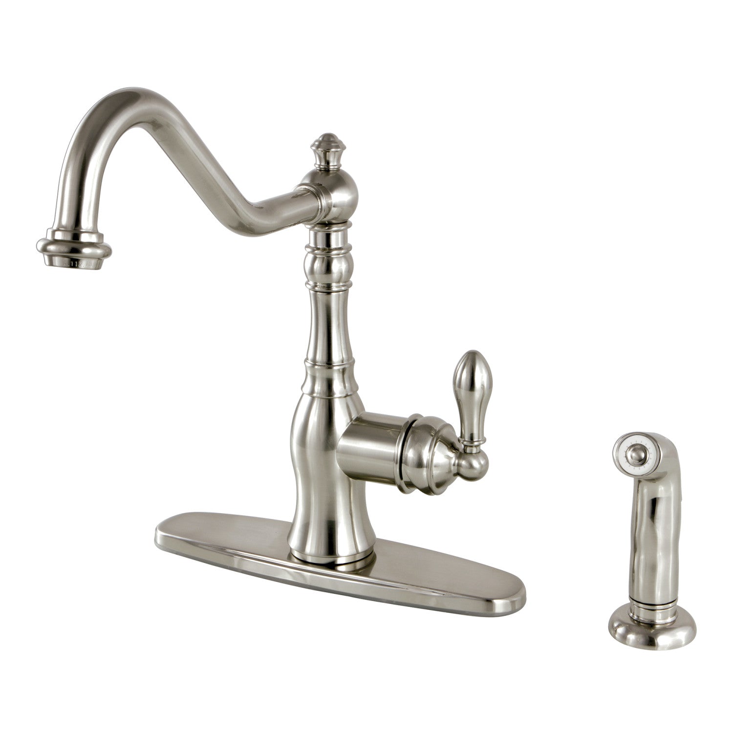 American Classic GSY7708ACLSP Brushed Nickel Single Handle Kitchen Faucet with Pull-Down Sprayer - 2 or 4 Hole Deck Mount for Modern Kitchens & Food Prep Stations