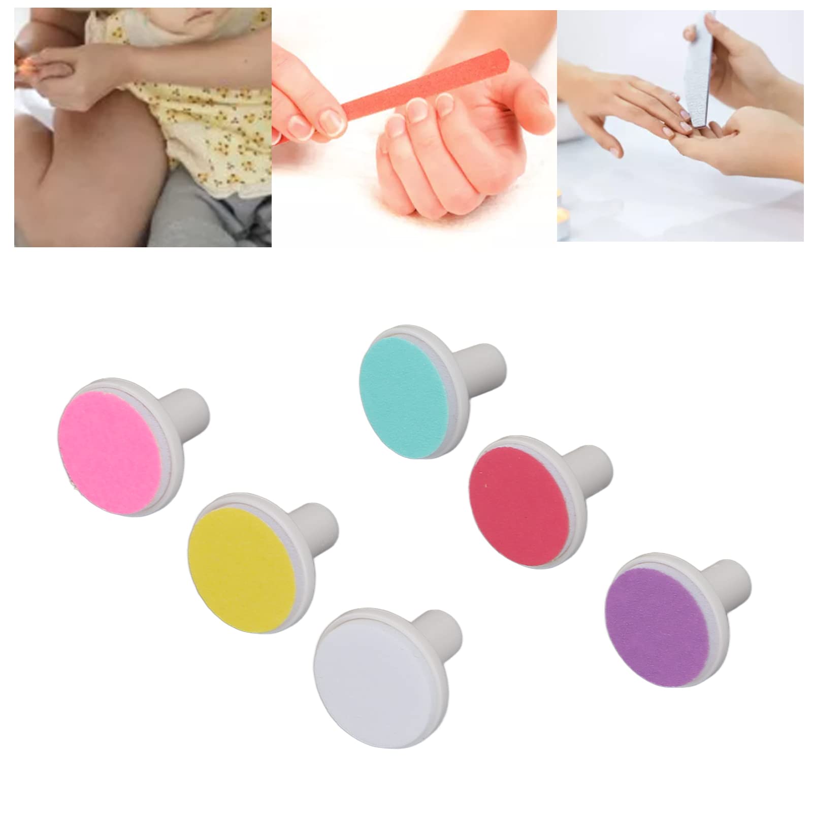 6pcs Baby Nail Drill Bits Set - Electric Nail Trimmer Replacement Pads & Sandpaper Accessories for Safe Infant Nail Care | Perfect for Home Use, Travel & Professional Grooming Kits