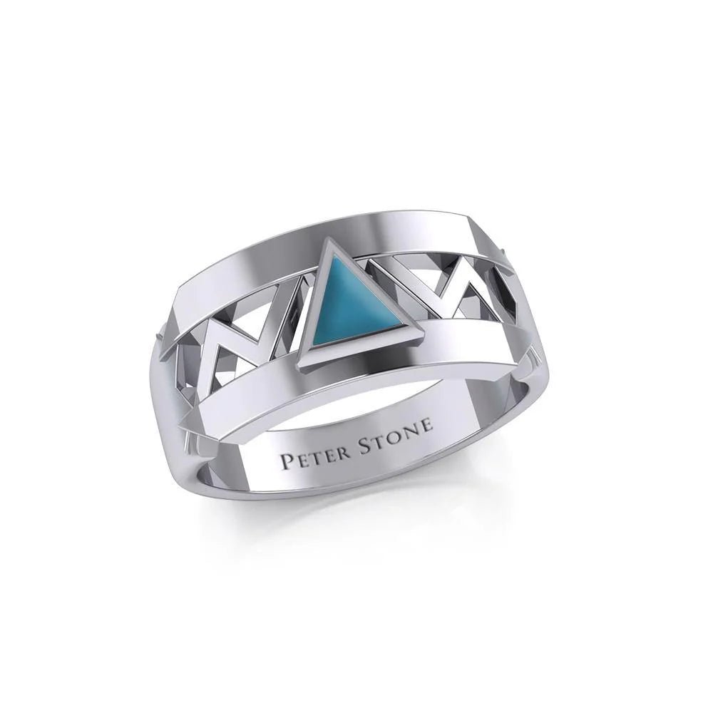 Modern Sterling Silver Ring with Inlaid Recovery Symbol - Elegant Jewelry for Women, Men - Perfect for 12 Step Programs, Sobriety Gifts & Spiritual Healing (TRI1929)