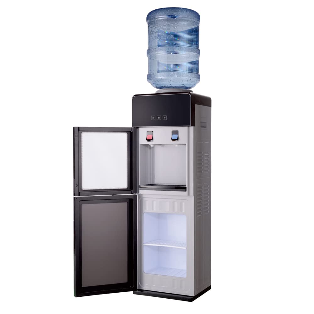 Top Loading Water Cooler Dispenser with Refrigerating Compressor | Hot & Cold Water (41-48℉) | Holds 3 & 5 Gallon Bottles | Perfect for Home, Office, Kitchen, Gym & Waiting Rooms