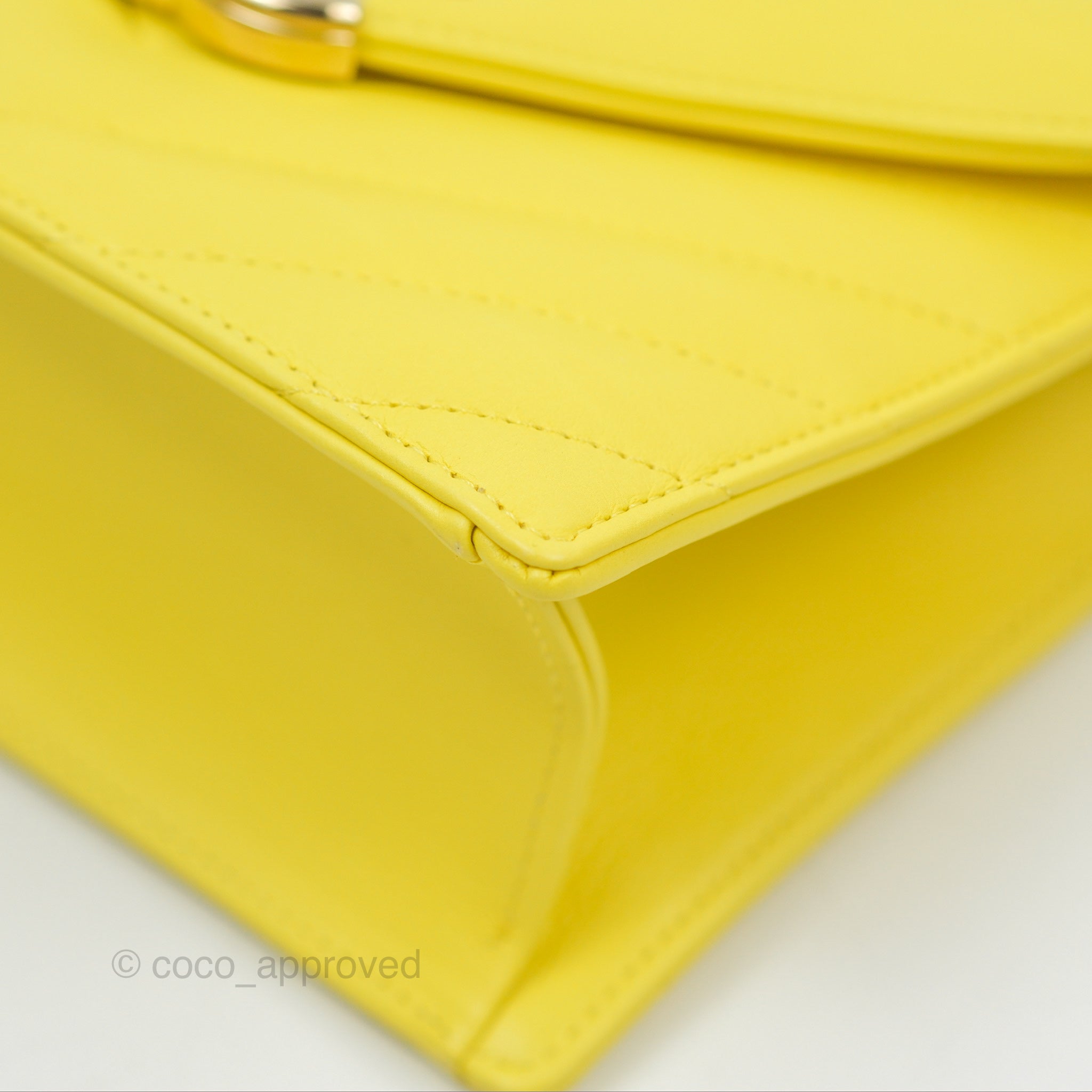 Chanel Chevron Square Envelope Flap Bag in Yellow - 19C Collection | Luxury Crossbody Bag for Women, Perfect for Parties & Evening Events