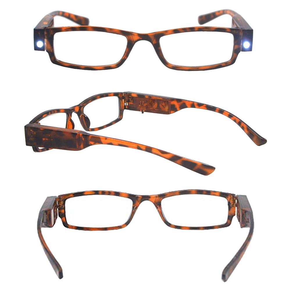 LED Reading Glasses with Light - Magnifying Readers for Night Reading, Crafts & Repair Work - Hands-Free Illuminated Eyewear for Seniors & Low Vision