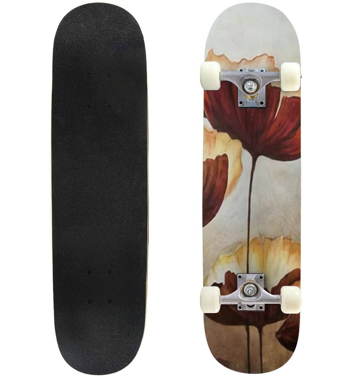 Professional Double Kick Concave Skateboard for Beginners & Adults - Standard Longboard with Artistic Canvas Design for Extreme Sports & Street Riding | Perfect Gift for Teen Boys & Skateboard Fans